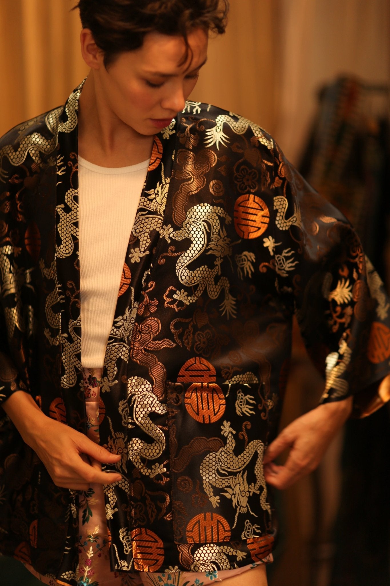 CHINESE TRAGON KIMONO JACKET LUCA - BANGKOK TAILOR CLOTHING STORE - HANDMADE CLOTHING