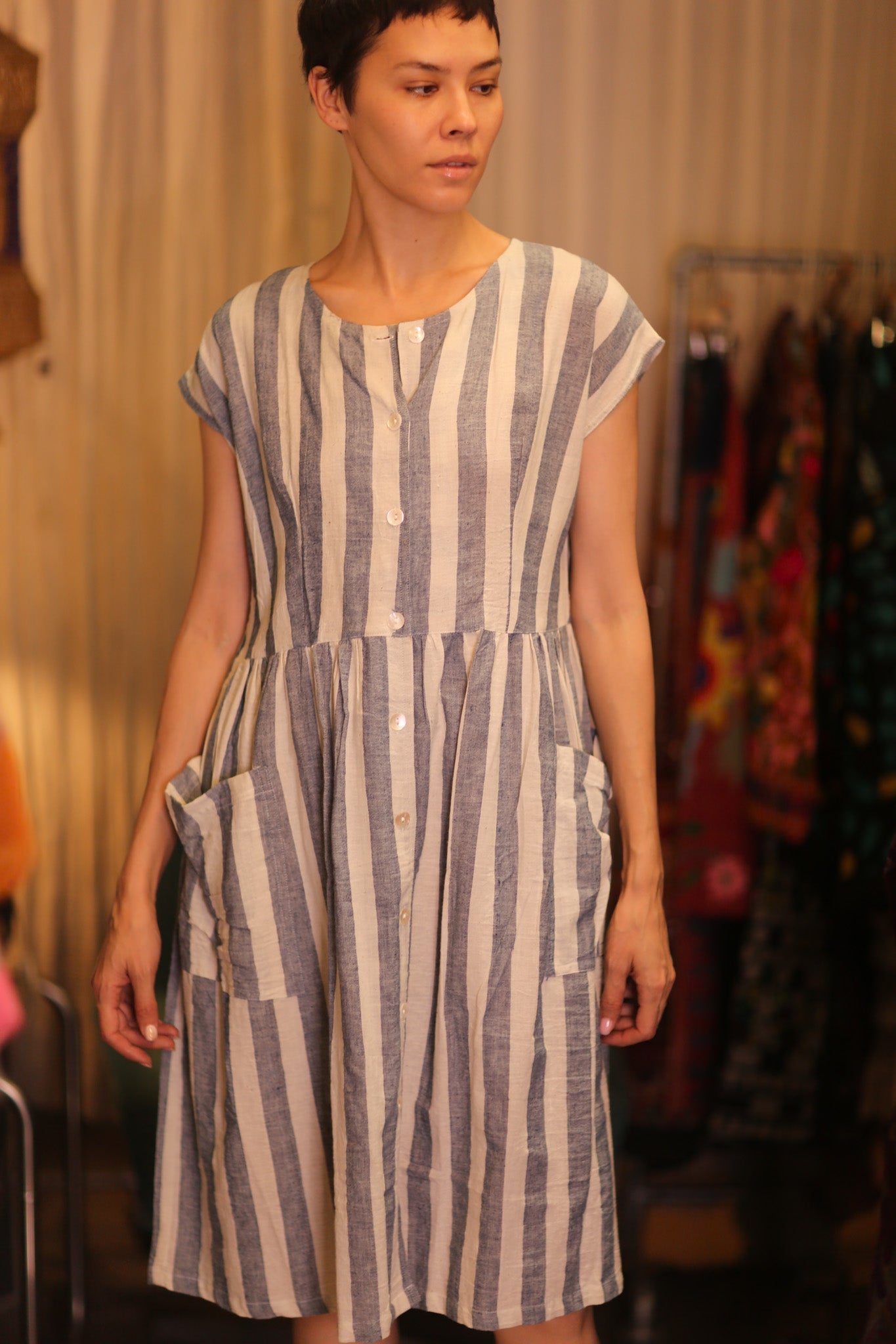 COTTIN DRESS EDITH LALI - BANGKOK TAILOR CLOTHING STORE - HANDMADE CLOTHING