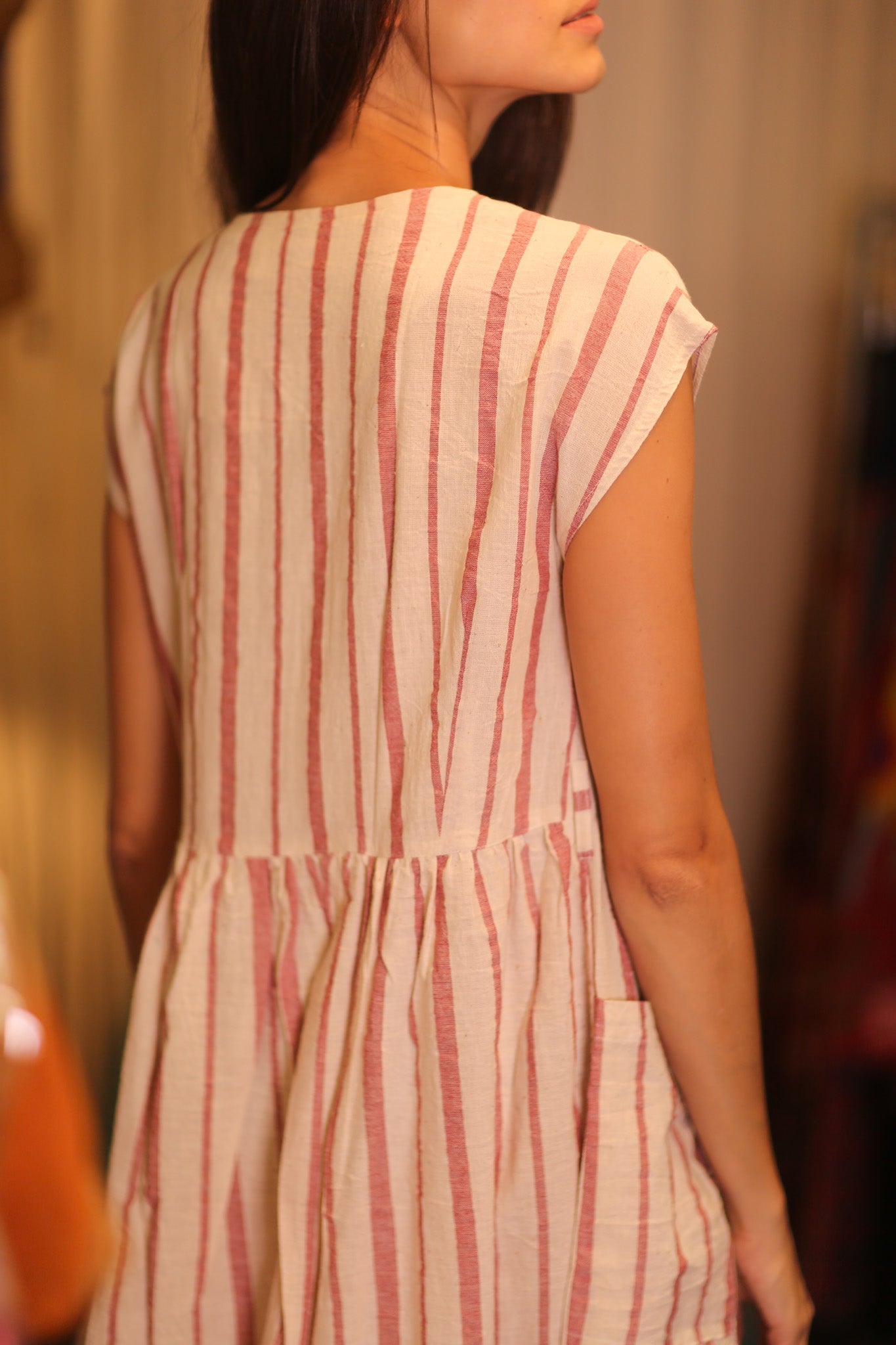 COTTON DRESS EDITH VAVI ROSE - BANGKOK TAILOR CLOTHING STORE - HANDMADE CLOTHING