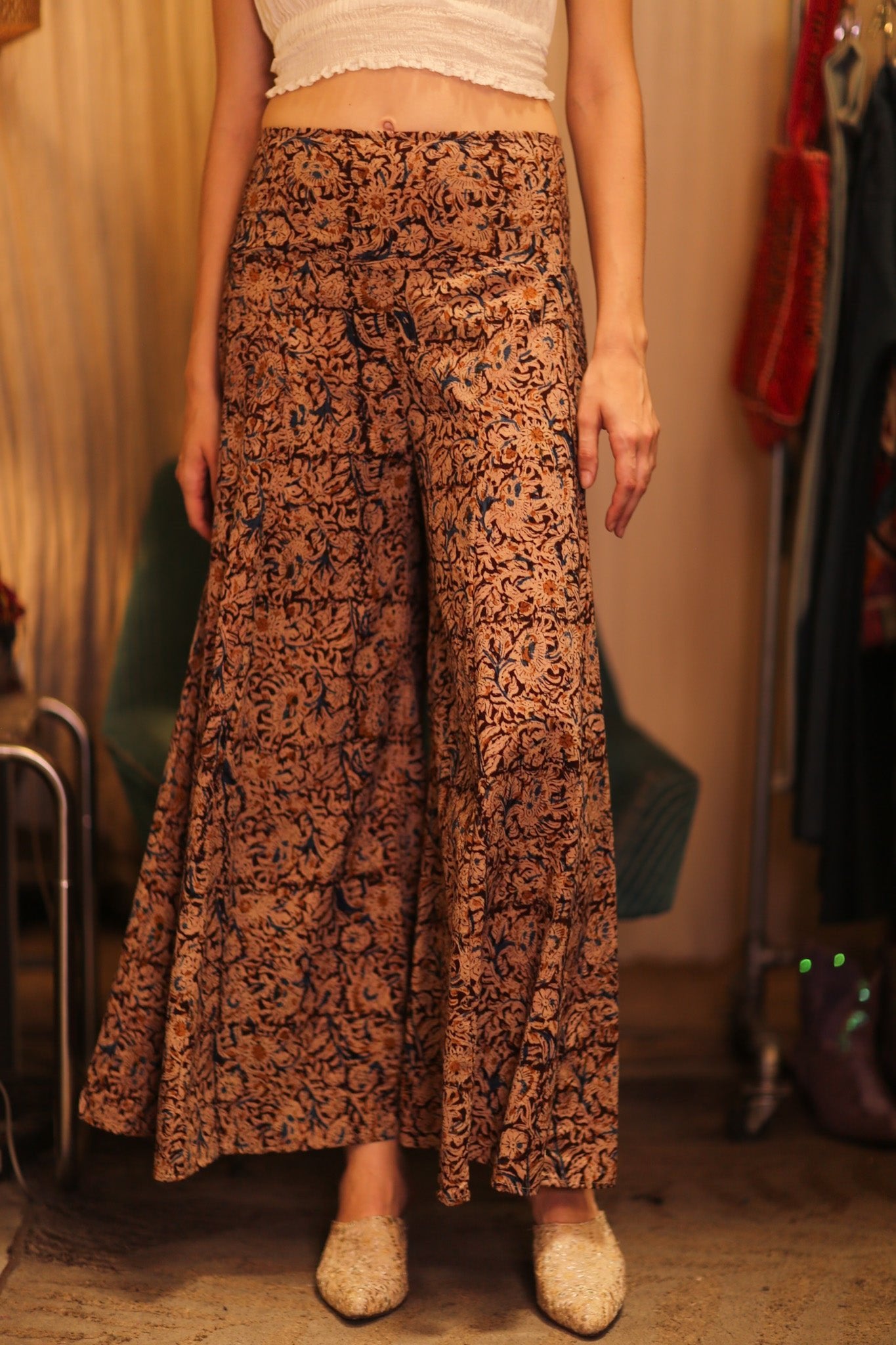 COTTON WIDE LEGS LONG PANTS RUBY LAMIN - BANGKOK TAILOR CLOTHING STORE - HANDMADE CLOTHING