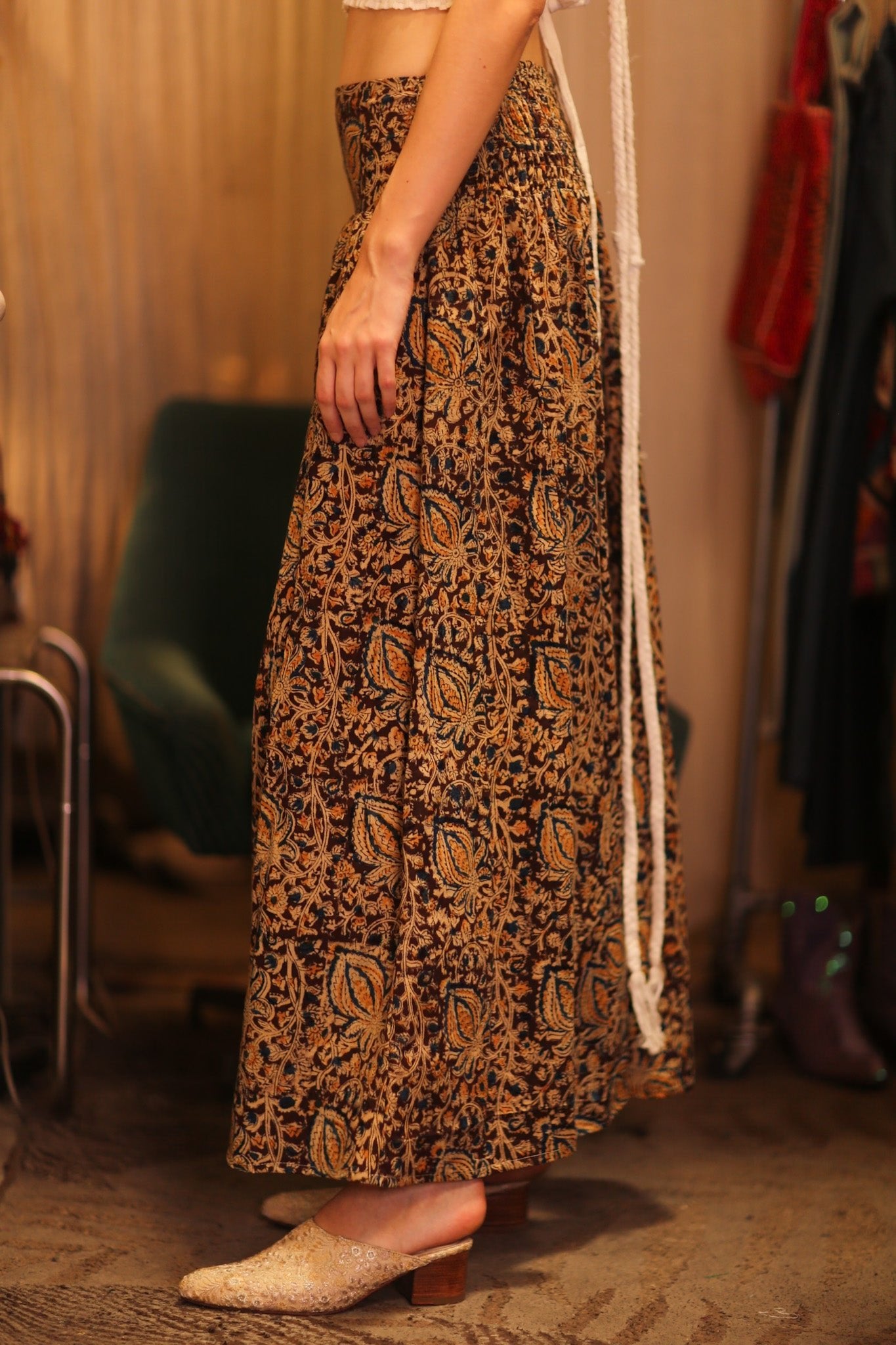 COTTON WIDE LEGS LONG PANTS RUBY MYATLONE - BANGKOK TAILOR CLOTHING STORE - HANDMADE CLOTHING