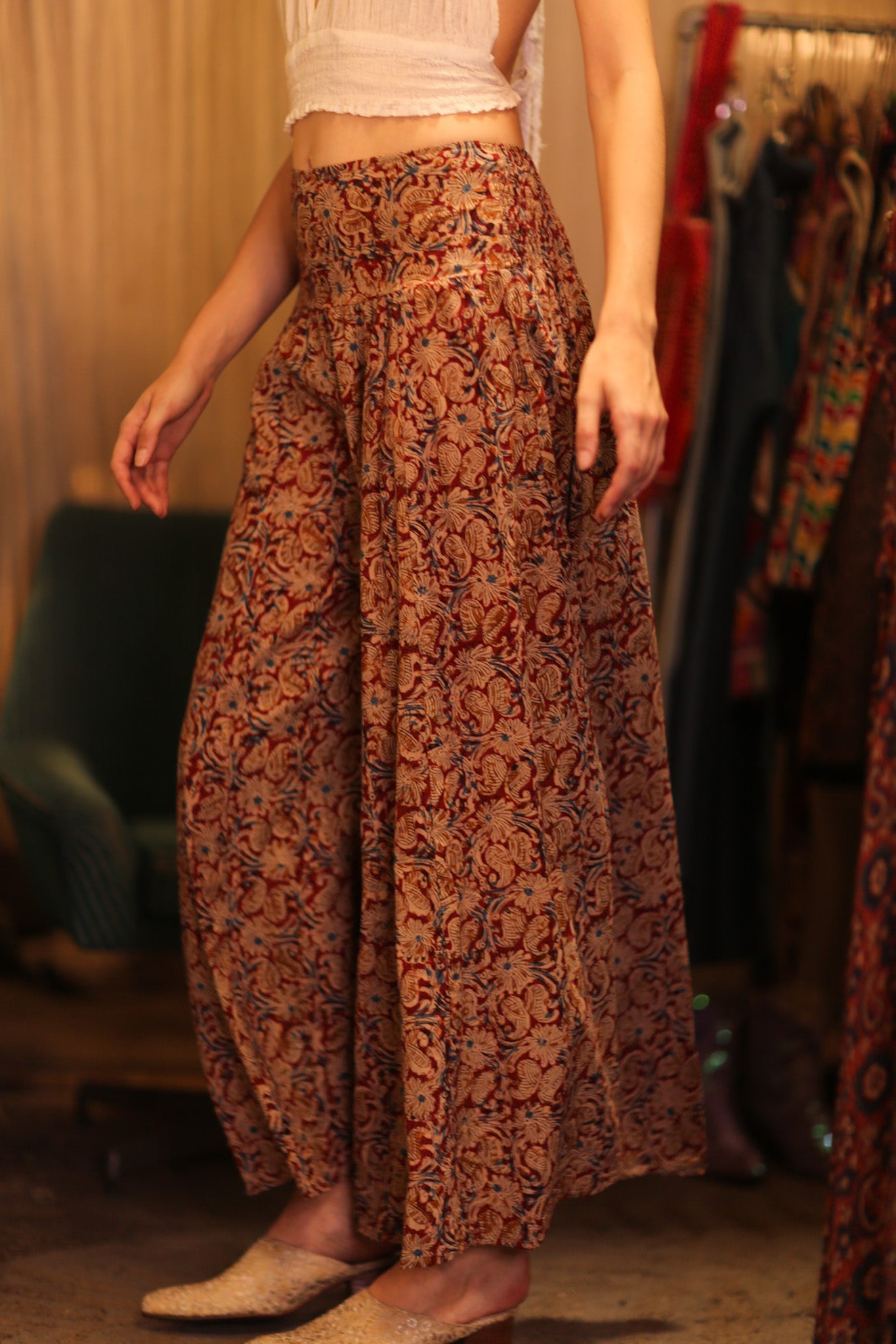 COTTON WIDE LEGS LONG PANTS RUBY SHOON - BANGKOK TAILOR CLOTHING STORE - HANDMADE CLOTHING