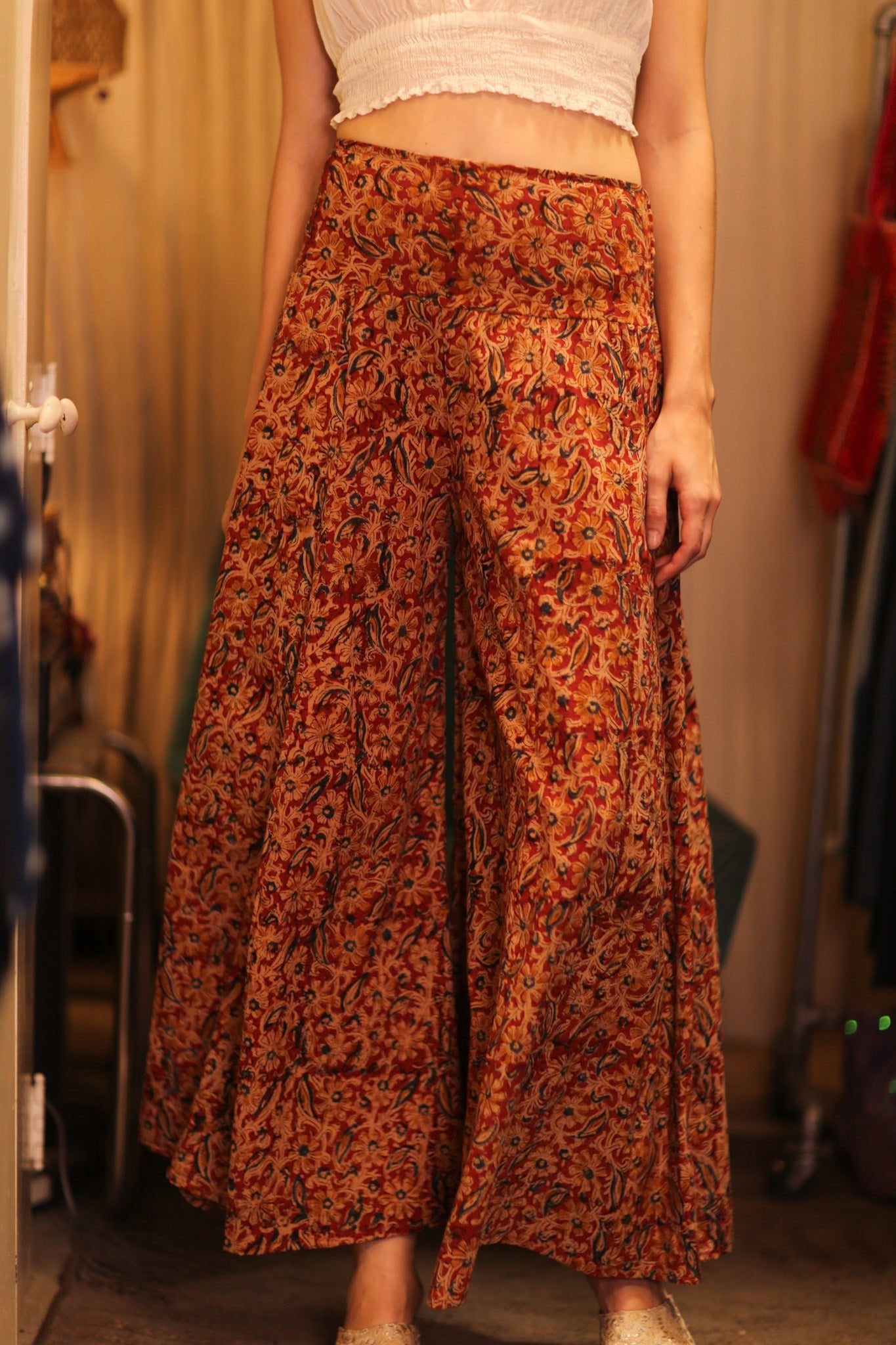 COTTON WIDE LEGS LONG PANTS RUBY SINFANOL - BANGKOK TAILOR CLOTHING STORE - HANDMADE CLOTHING
