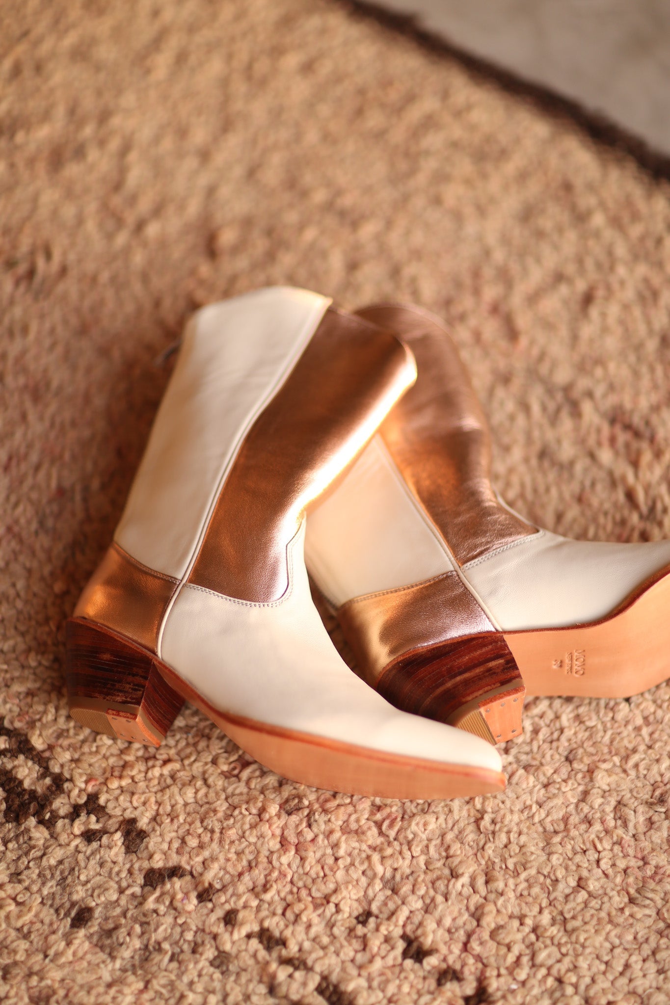 CREAM ROSE GOLD BOOTS DEVIN - BANGKOK TAILOR CLOTHING STORE - HANDMADE CLOTHING