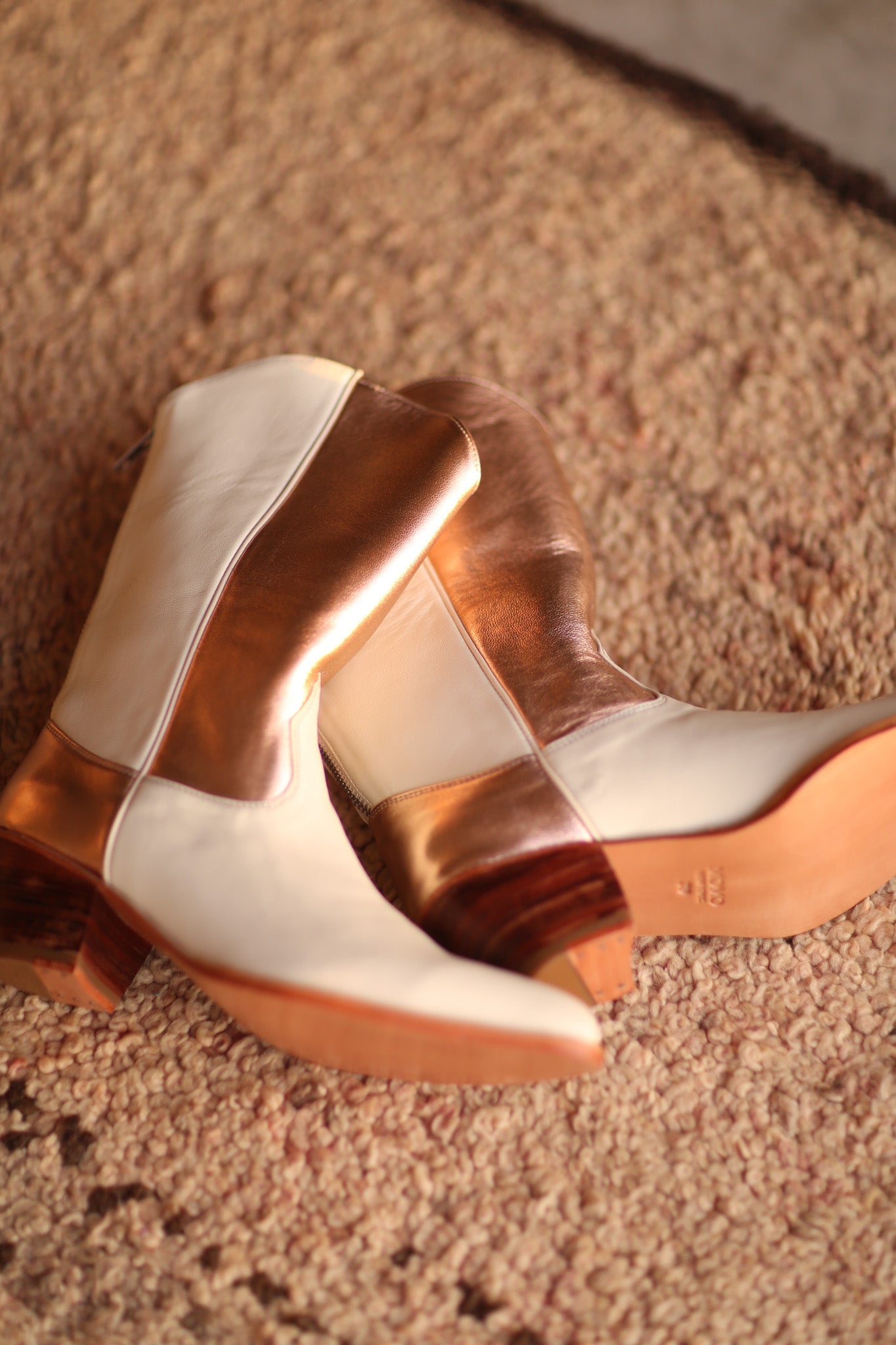 CREAM ROSE GOLD BOOTS DEVIN - BANGKOK TAILOR CLOTHING STORE - HANDMADE CLOTHING