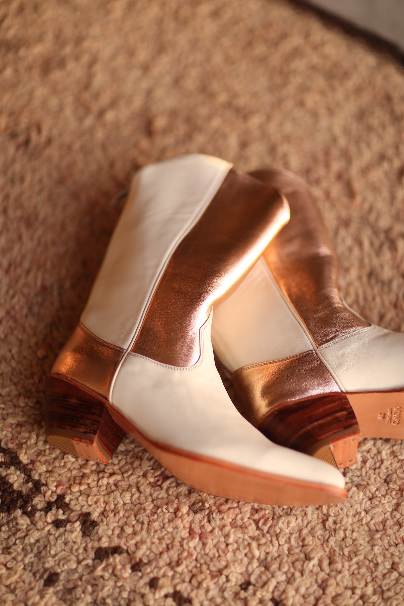 CREAM ROSE GOLD BOOTS DEVIN - BANGKOK TAILOR CLOTHING STORE - HANDMADE CLOTHING