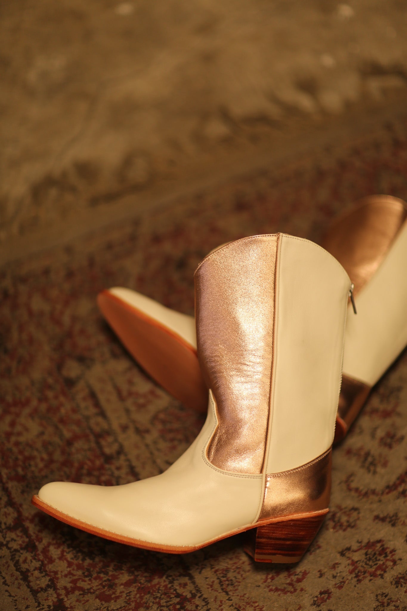 CREAM ROSE GOLD BOOTS DEVIN - BANGKOK TAILOR CLOTHING STORE - HANDMADE CLOTHING