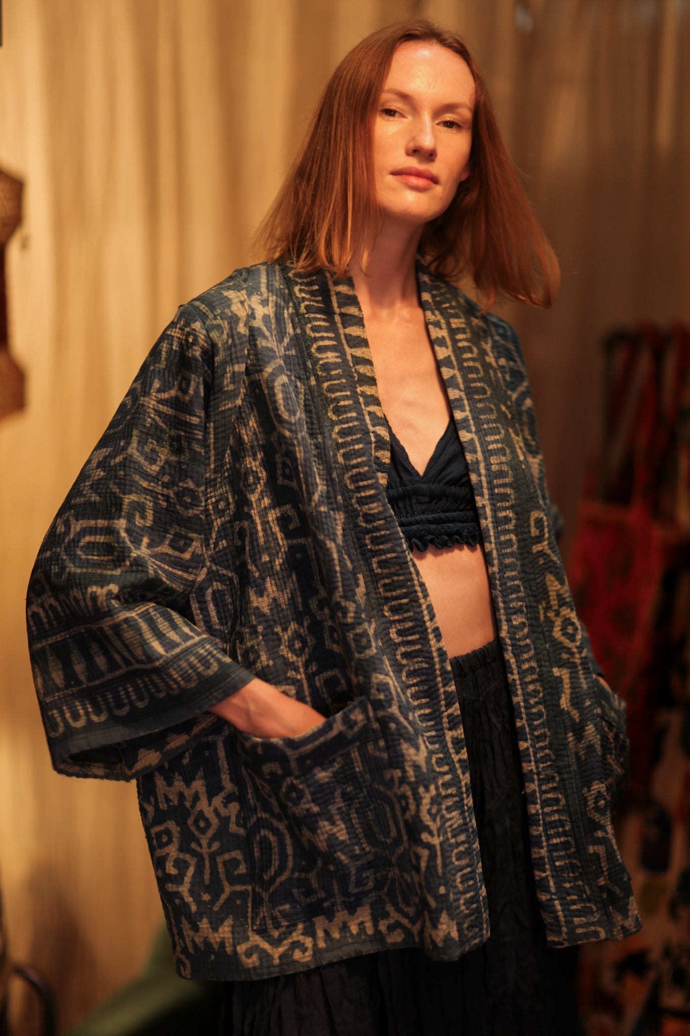 DAMON KANCHON PATTERNED SHORT KIMONO - BANGKOK TAILOR CLOTHING STORE - HANDMADE CLOTHING