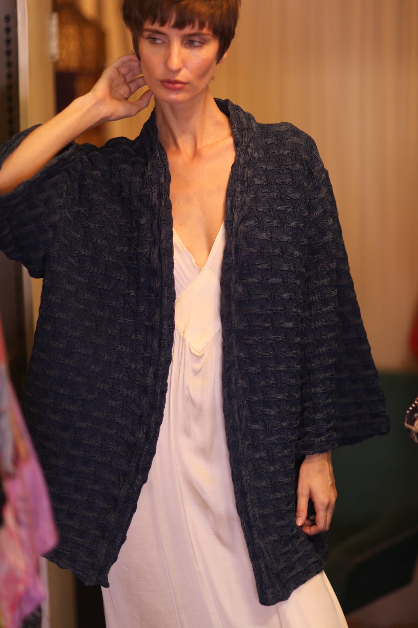 DARKJAPANESE PREMIUM DENIM SHORT KIMONO HTAYAN - BANGKOK TAILOR CLOTHING STORE - HANDMADE CLOTHING