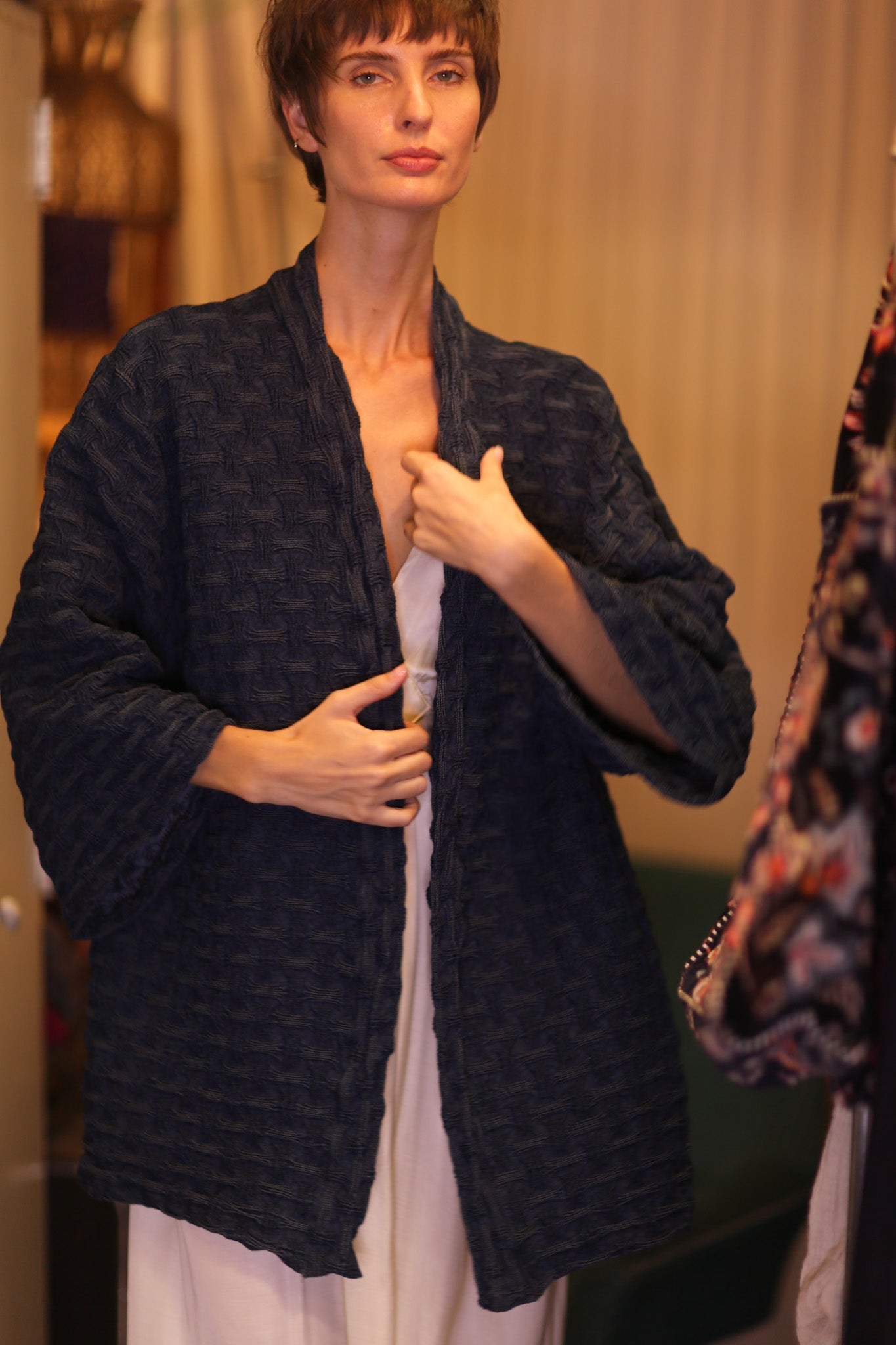 DARKJAPANESE PREMIUM DENIM SHORT KIMONO HTAYAN - BANGKOK TAILOR CLOTHING STORE - HANDMADE CLOTHING