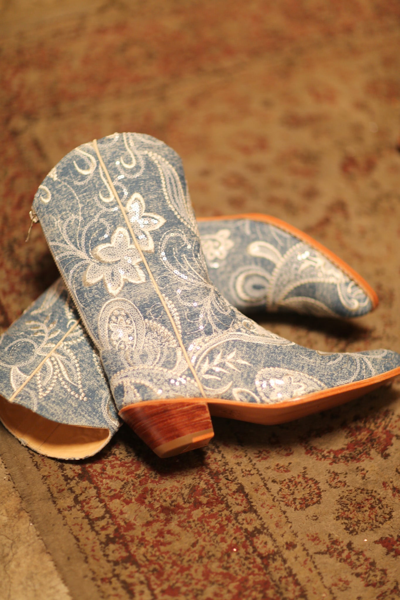 DENIM EMBROIDERED WESTERN BOOTS KATALIN - BANGKOK TAILOR CLOTHING STORE - HANDMADE CLOTHING