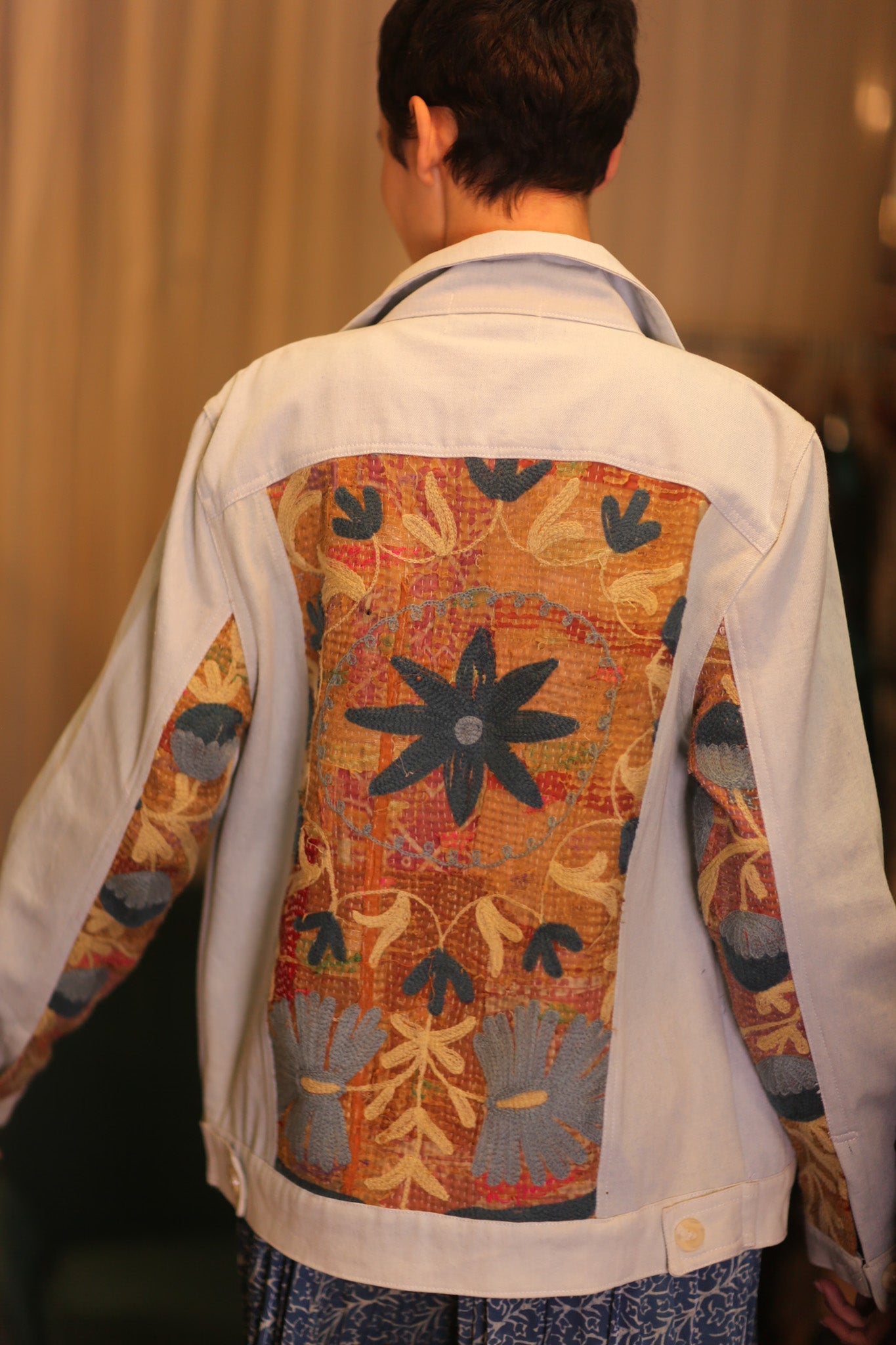 DENIM JACKET PATCHWORK MIRANA - BANGKOK TAILOR CLOTHING STORE - HANDMADE CLOTHING