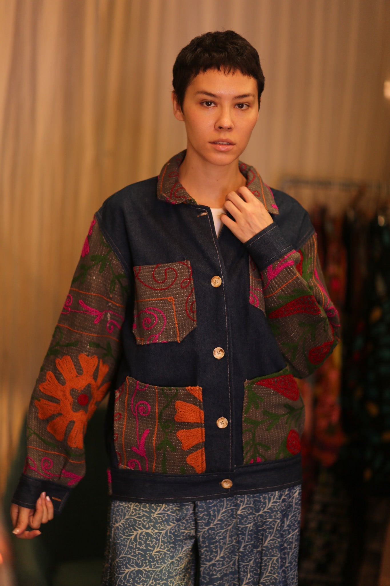 DENIM JACKET PATCHWORK MULA - BANGKOK TAILOR CLOTHING STORE - HANDMADE CLOTHING