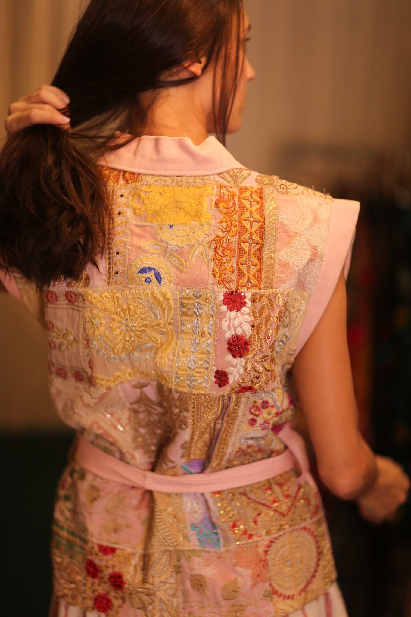 DENIM PATCHWORK VEST - BANGKOK TAILOR CLOTHING STORE - HANDMADE CLOTHING