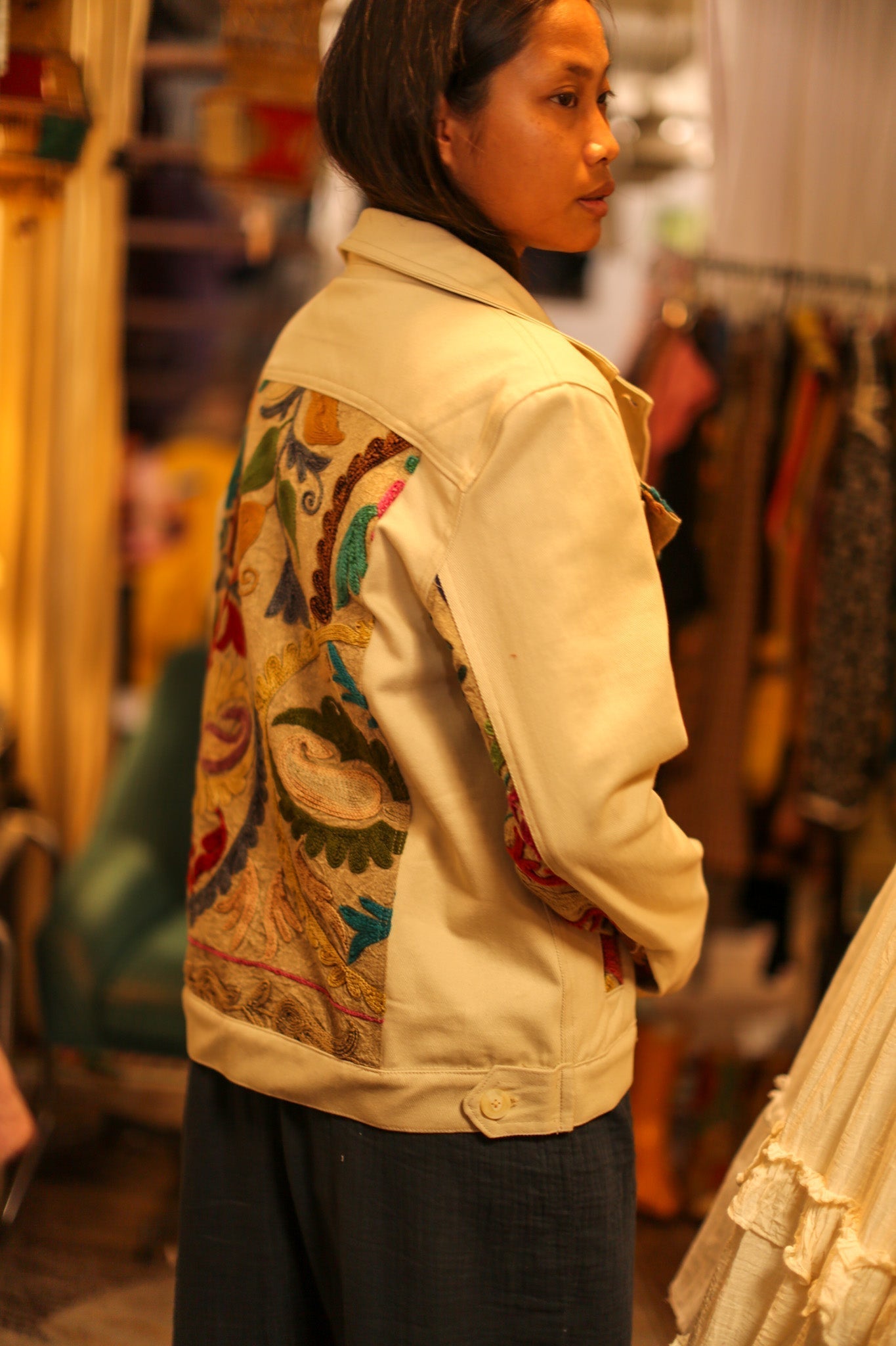 DENIM SUZANI JACKET - BANGKOK TAILOR CLOTHING STORE - HANDMADE CLOTHING