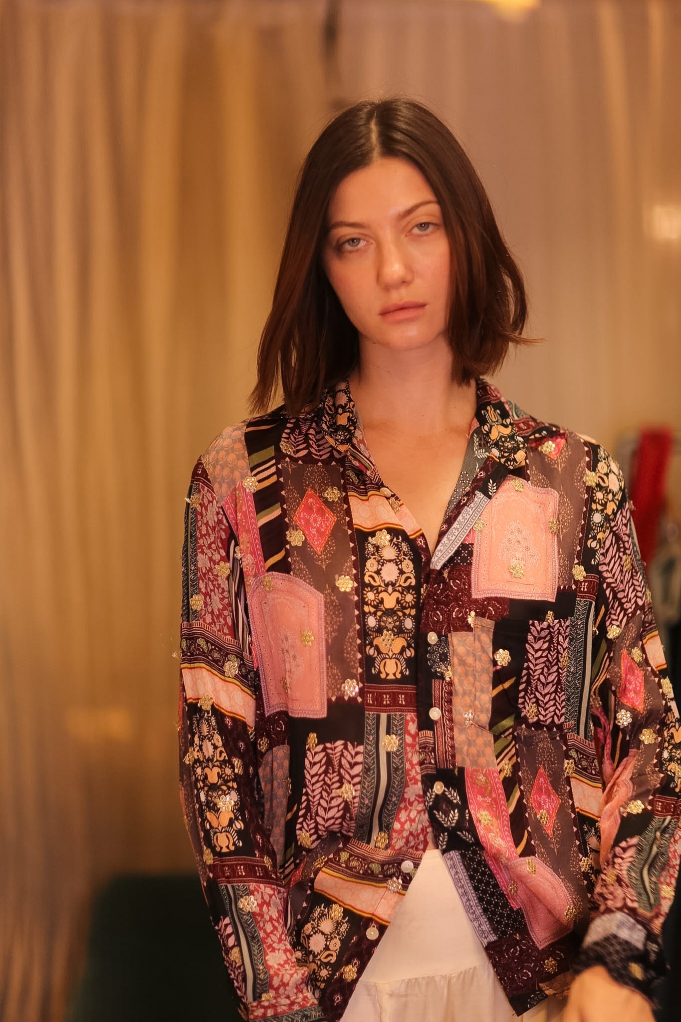 EMBROIDERED BOYFRIEND SHIRT HONEY - BANGKOK TAILOR CLOTHING STORE - HANDMADE CLOTHING