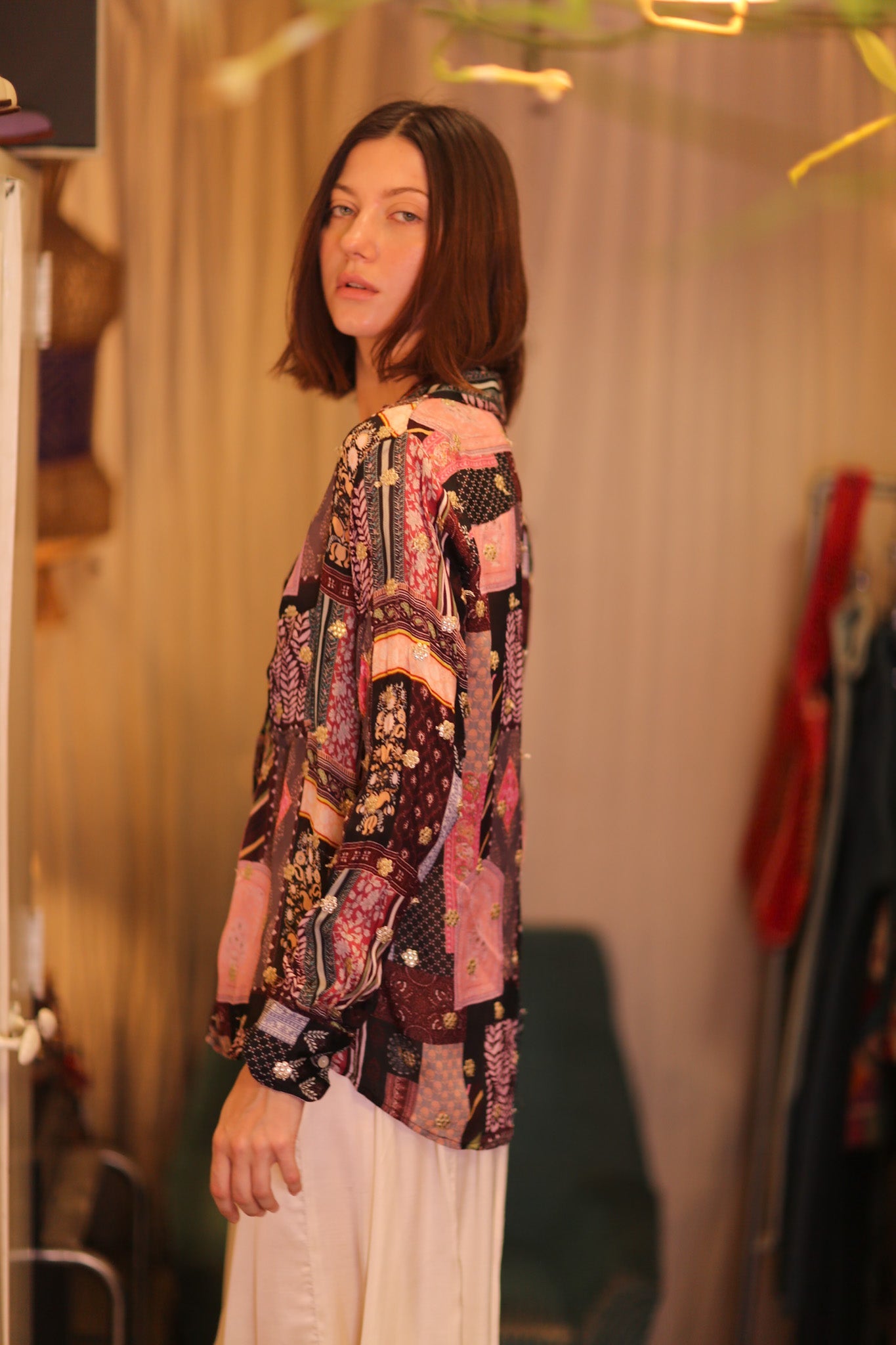 EMBROIDERED BOYFRIEND SHIRT HONEY - BANGKOK TAILOR CLOTHING STORE - HANDMADE CLOTHING