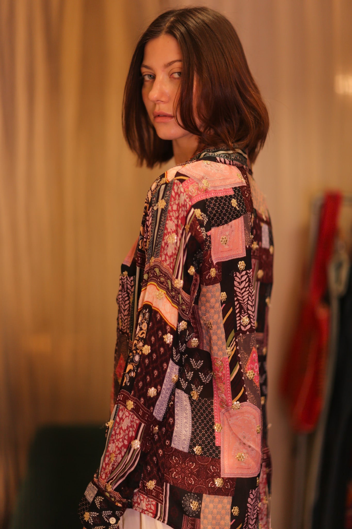 EMBROIDERED BOYFRIEND SHIRT HONEY - BANGKOK TAILOR CLOTHING STORE - HANDMADE CLOTHING