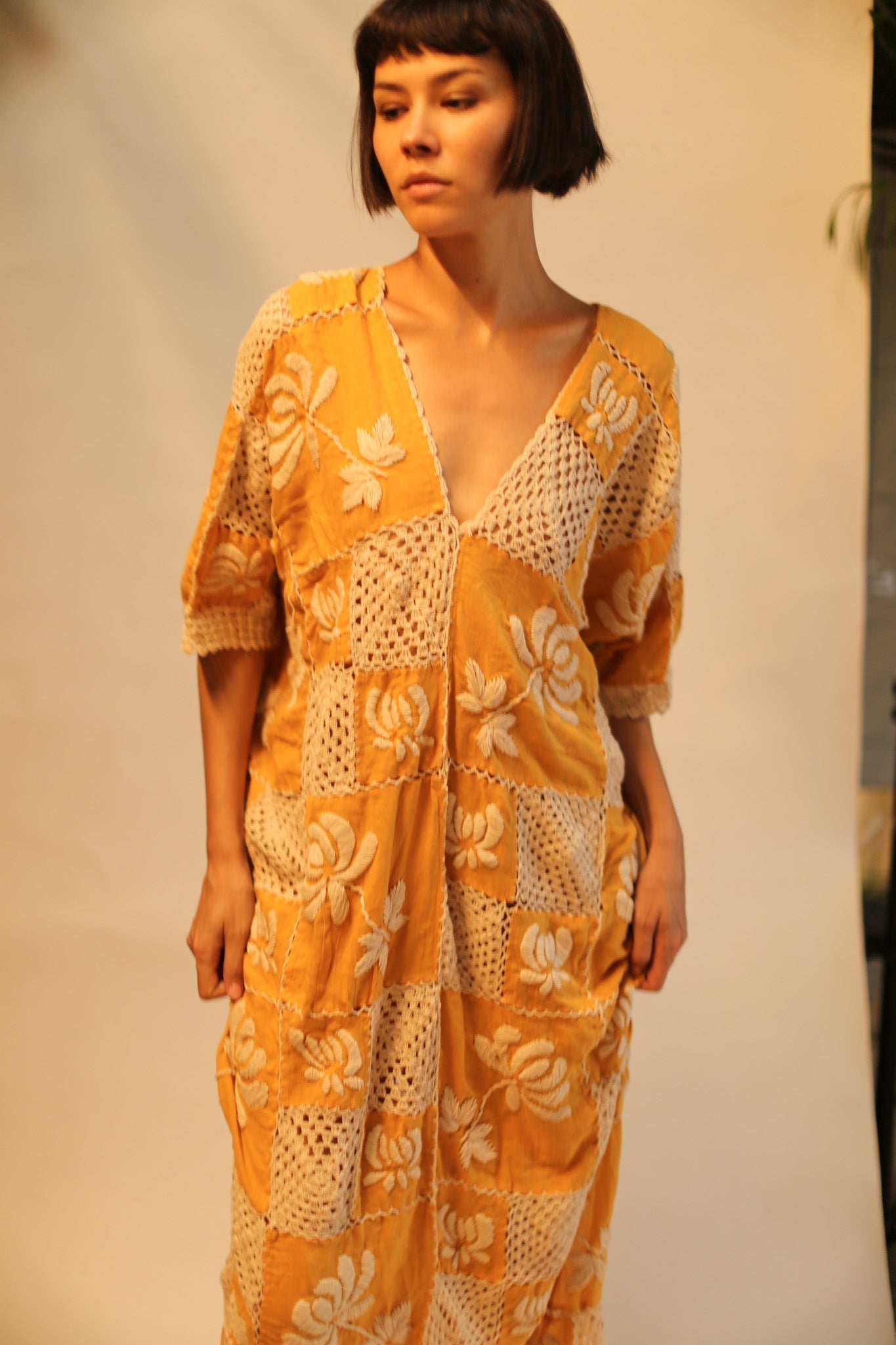 EMBROIDERED COTTON DRESS POLA - BANGKOK TAILOR CLOTHING STORE - HANDMADE CLOTHING