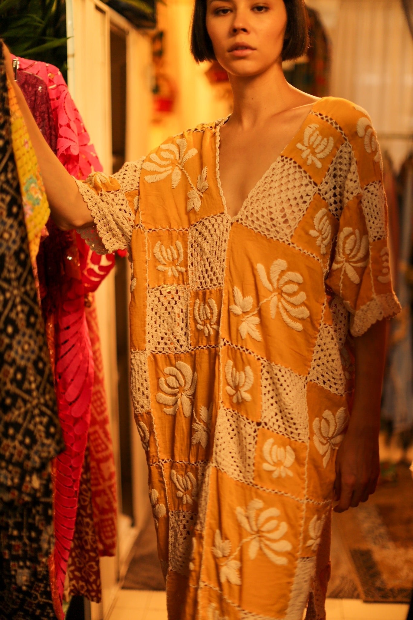 EMBROIDERED COTTON DRESS POLA - BANGKOK TAILOR CLOTHING STORE - HANDMADE CLOTHING