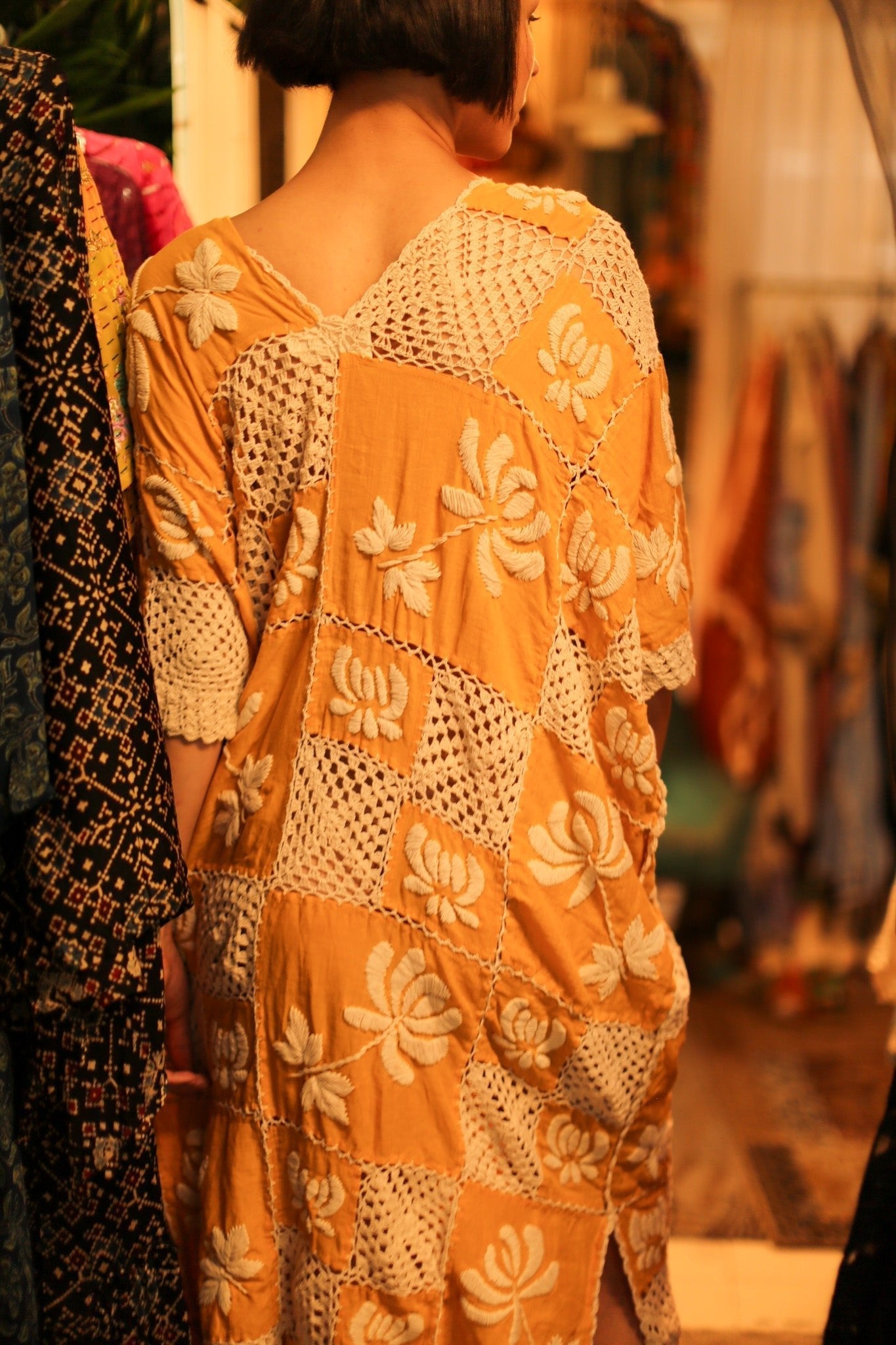 EMBROIDERED COTTON DRESS POLA - BANGKOK TAILOR CLOTHING STORE - HANDMADE CLOTHING