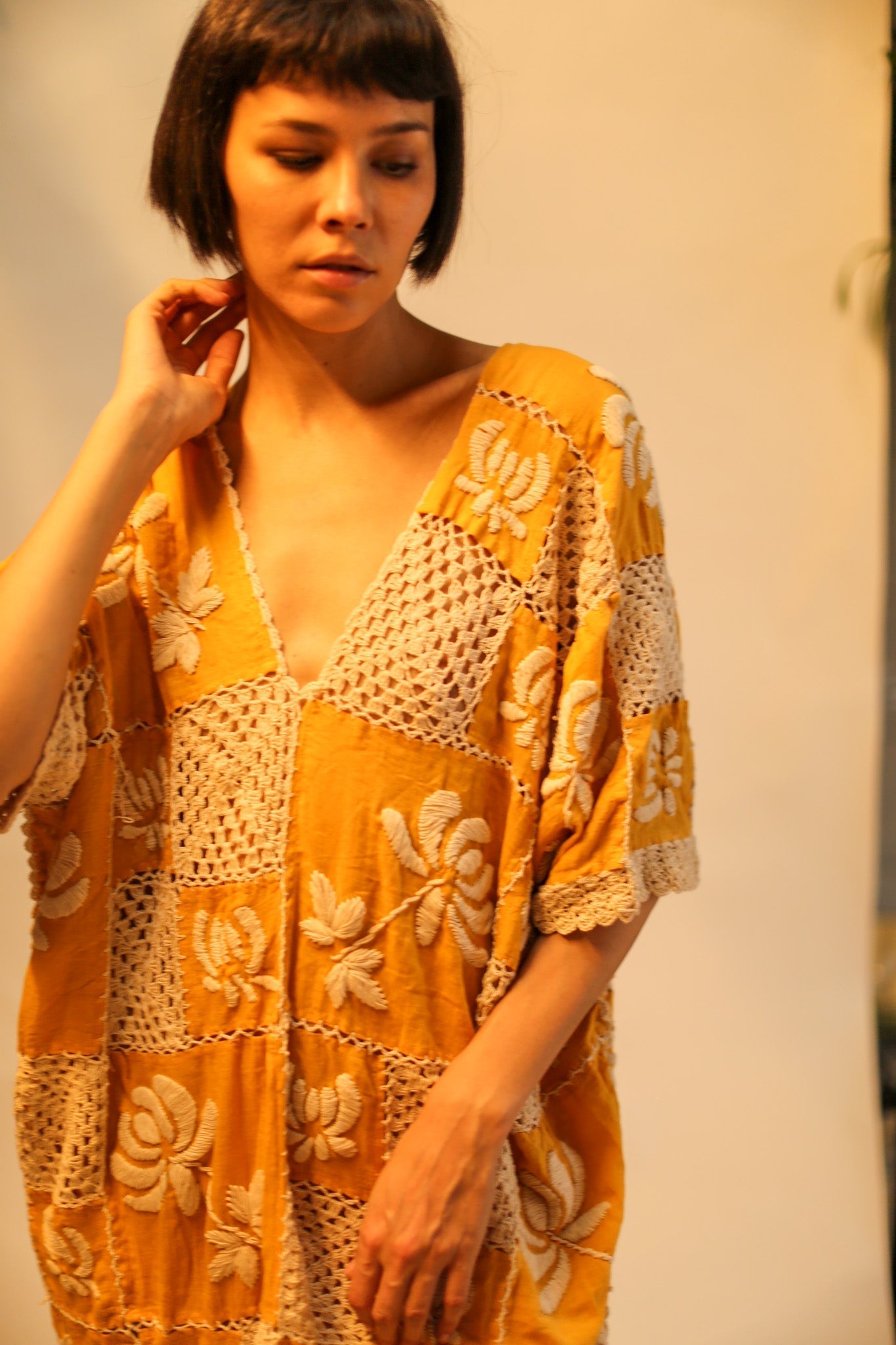 EMBROIDERED COTTON DRESS POLA - BANGKOK TAILOR CLOTHING STORE - HANDMADE CLOTHING