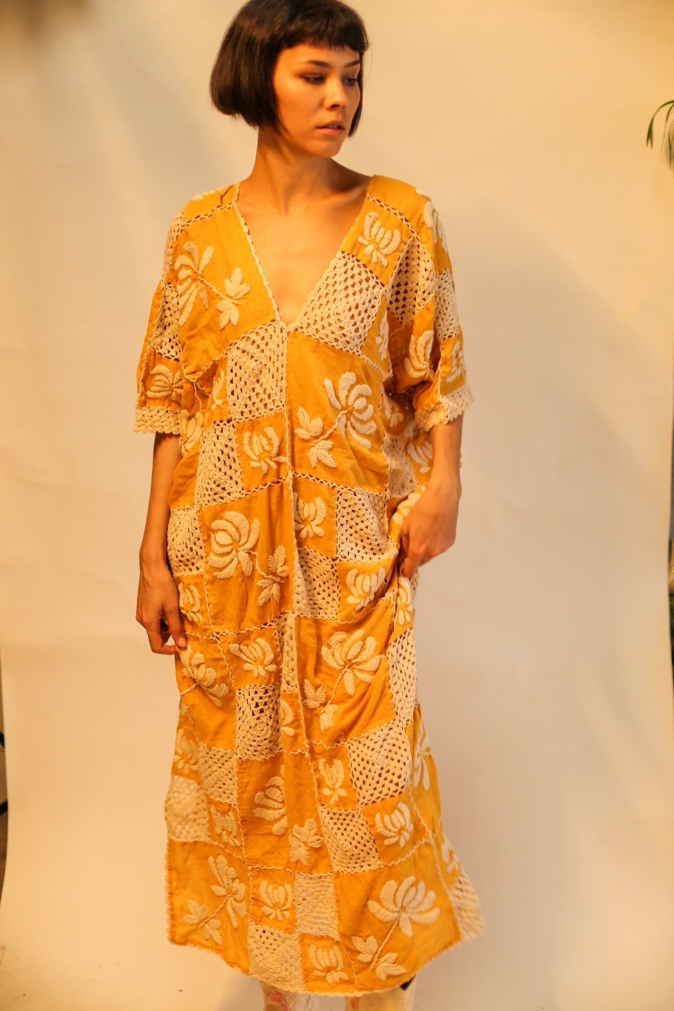 EMBROIDERED COTTON DRESS POLA - BANGKOK TAILOR CLOTHING STORE - HANDMADE CLOTHING