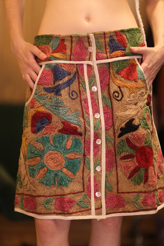 EMBROIDERED COTTON MINI SKIRT BOHEMIA - BANGKOK TAILOR CLOTHING STORE - HANDMADE CLOTHING