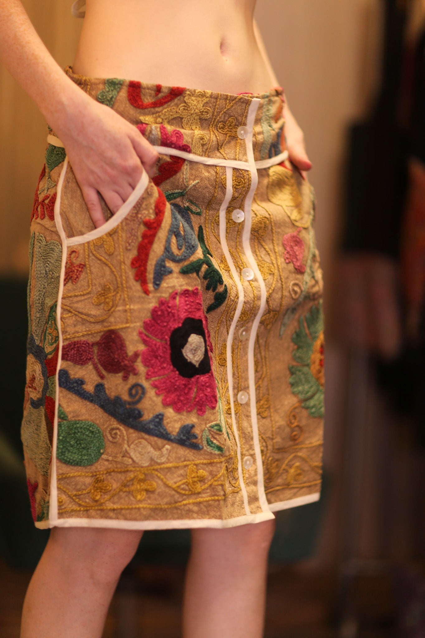 EMBROIDERED COTTON MINI SKIRT CANDIES - BANGKOK TAILOR CLOTHING STORE - HANDMADE CLOTHING