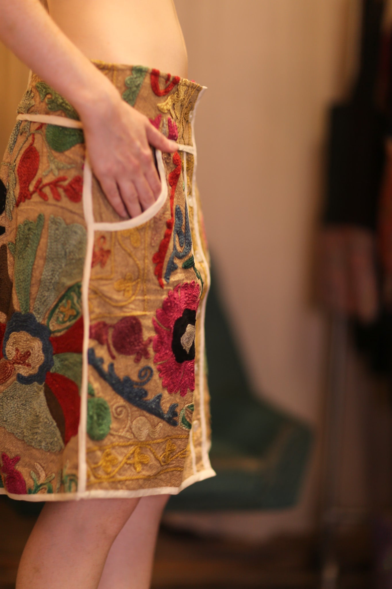 EMBROIDERED COTTON MINI SKIRT CANDIES - BANGKOK TAILOR CLOTHING STORE - HANDMADE CLOTHING