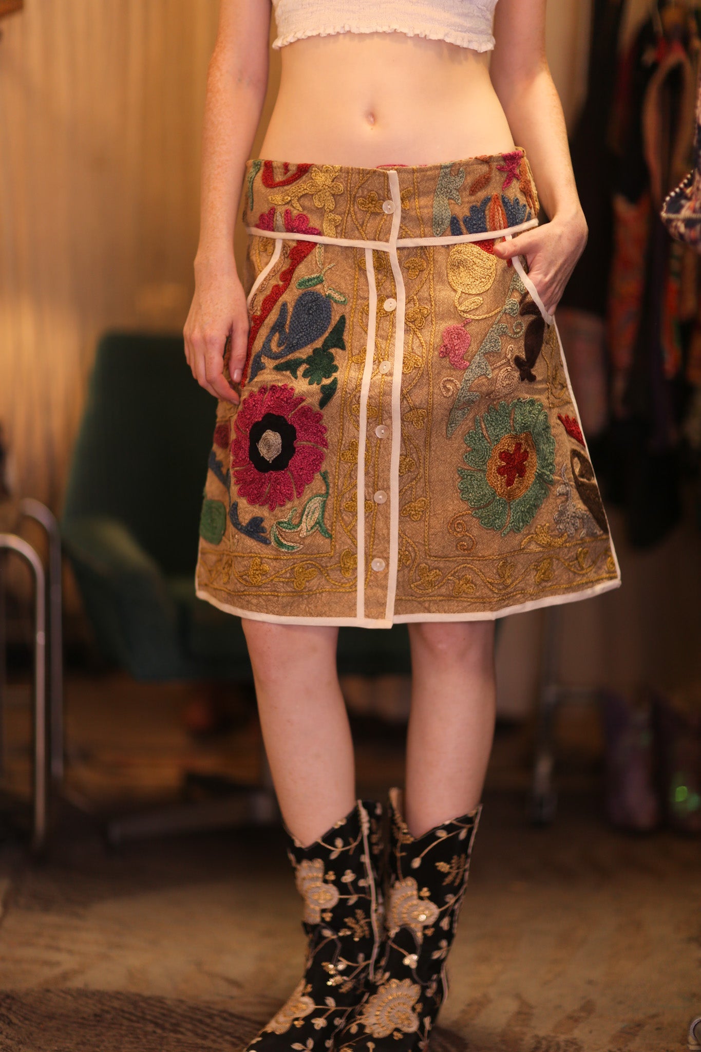 EMBROIDERED COTTON MINI SKIRT CANDIES - BANGKOK TAILOR CLOTHING STORE - HANDMADE CLOTHING