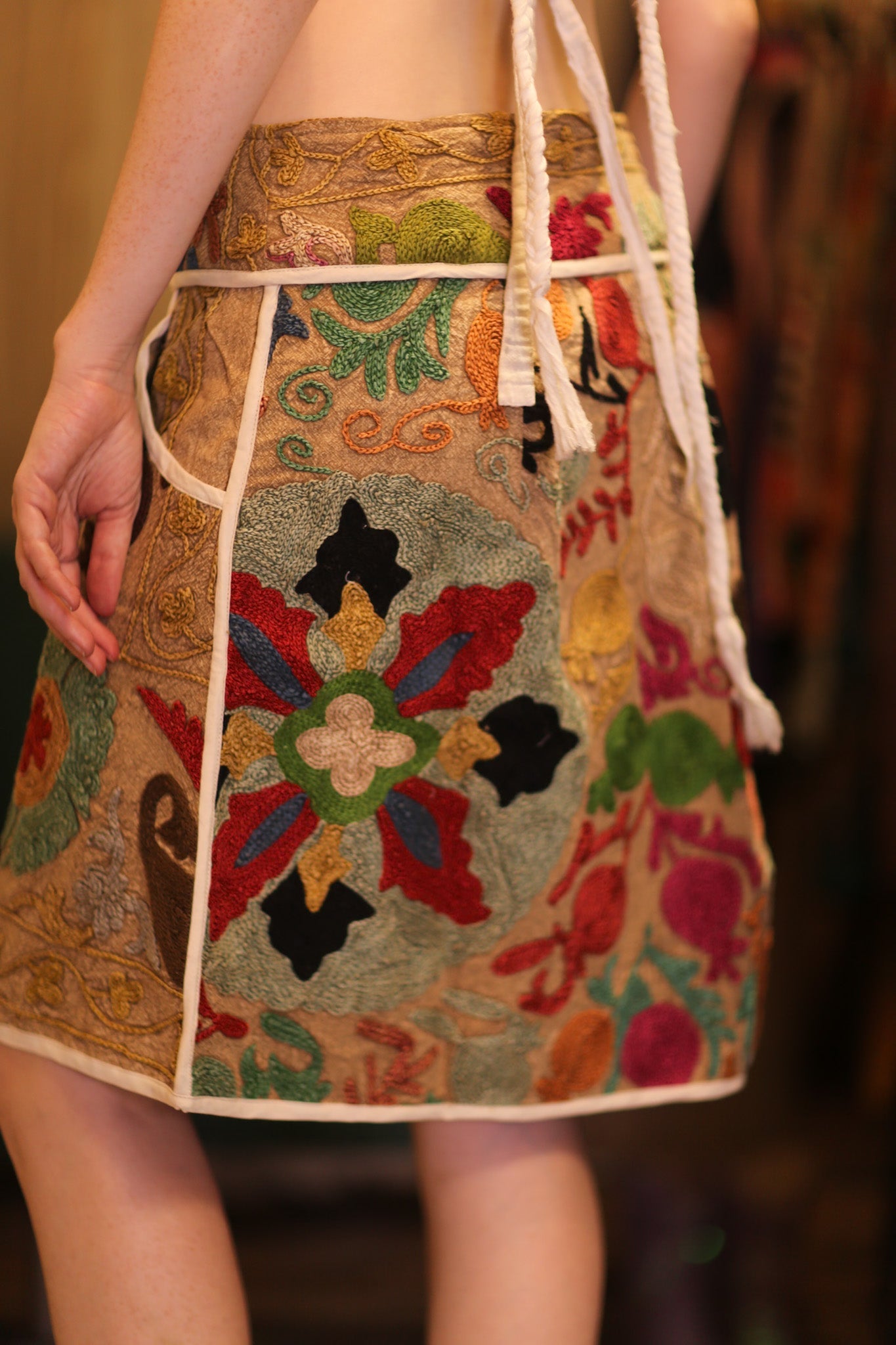 EMBROIDERED COTTON MINI SKIRT CANDIES - BANGKOK TAILOR CLOTHING STORE - HANDMADE CLOTHING