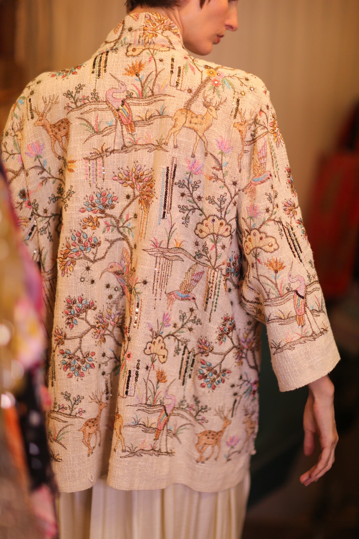 EMBROIDERED COTTON SHORT KIMONO DREAMWORLD - BANGKOK TAILOR CLOTHING STORE - HANDMADE CLOTHING