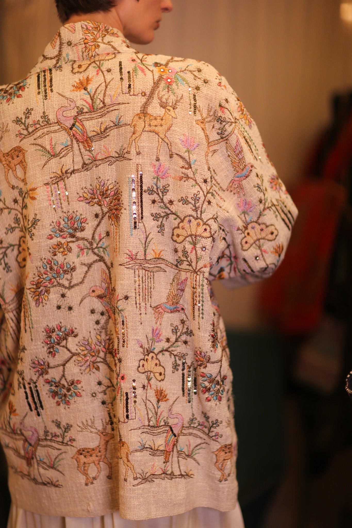EMBROIDERED COTTON SHORT KIMONO DREAMWORLD - BANGKOK TAILOR CLOTHING STORE - HANDMADE CLOTHING