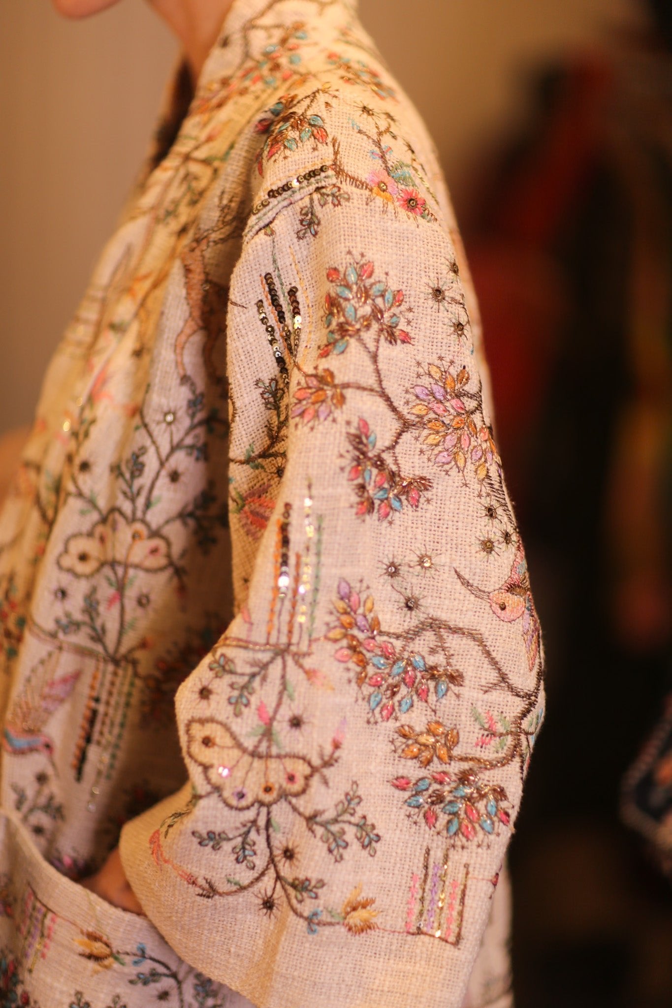 EMBROIDERED COTTON SHORT KIMONO DREAMWORLD - BANGKOK TAILOR CLOTHING STORE - HANDMADE CLOTHING