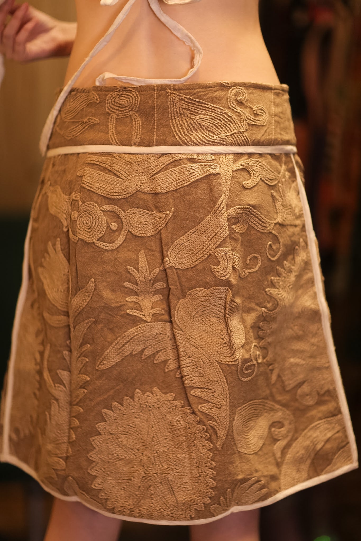EMBROIDERED COTTON SKIRT PDIN - BANGKOK TAILOR CLOTHING STORE - HANDMADE CLOTHING