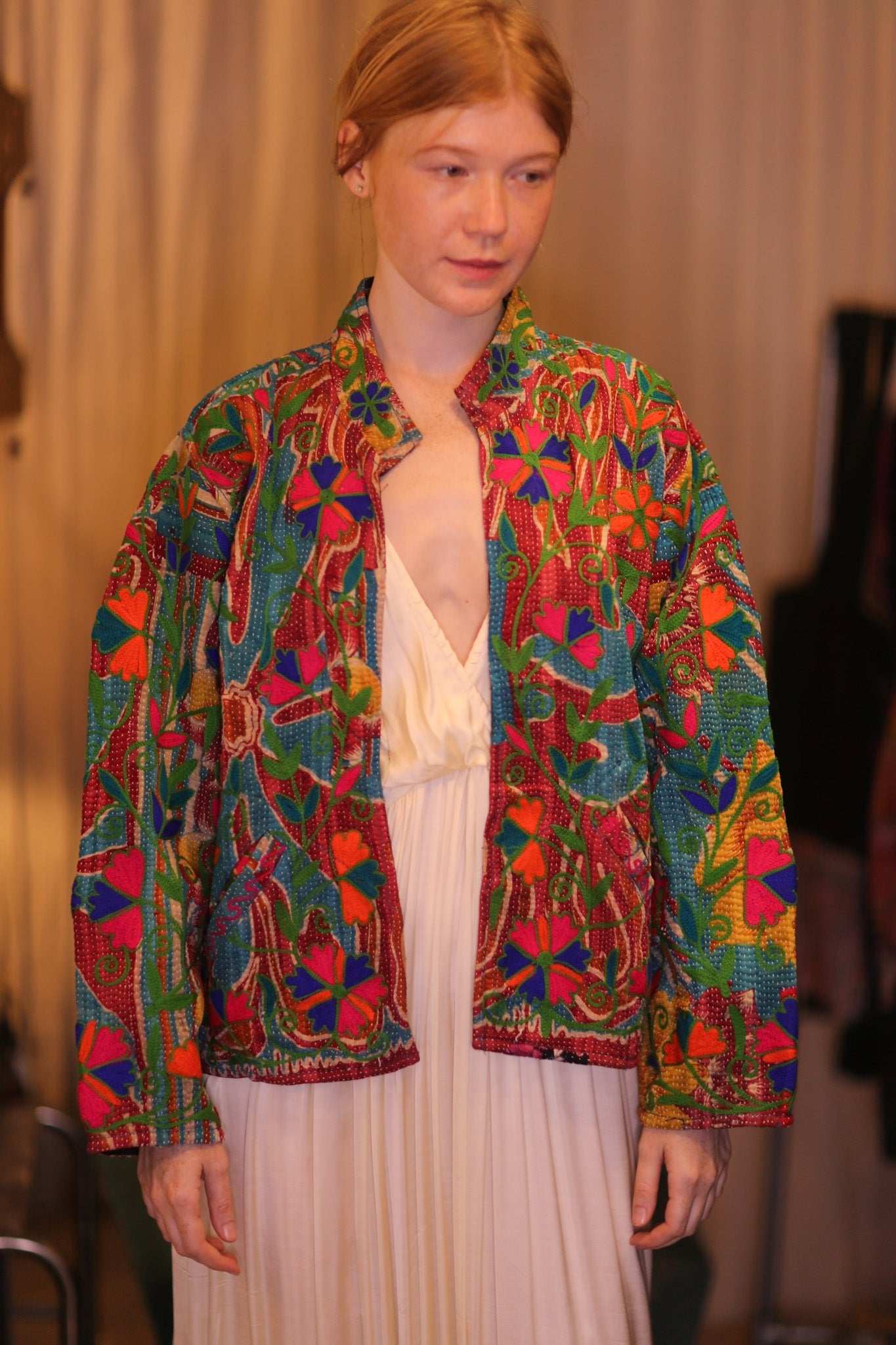 EMBROIDERED JACKET INGRID NAVI - BANGKOK TAILOR CLOTHING STORE - HANDMADE CLOTHING