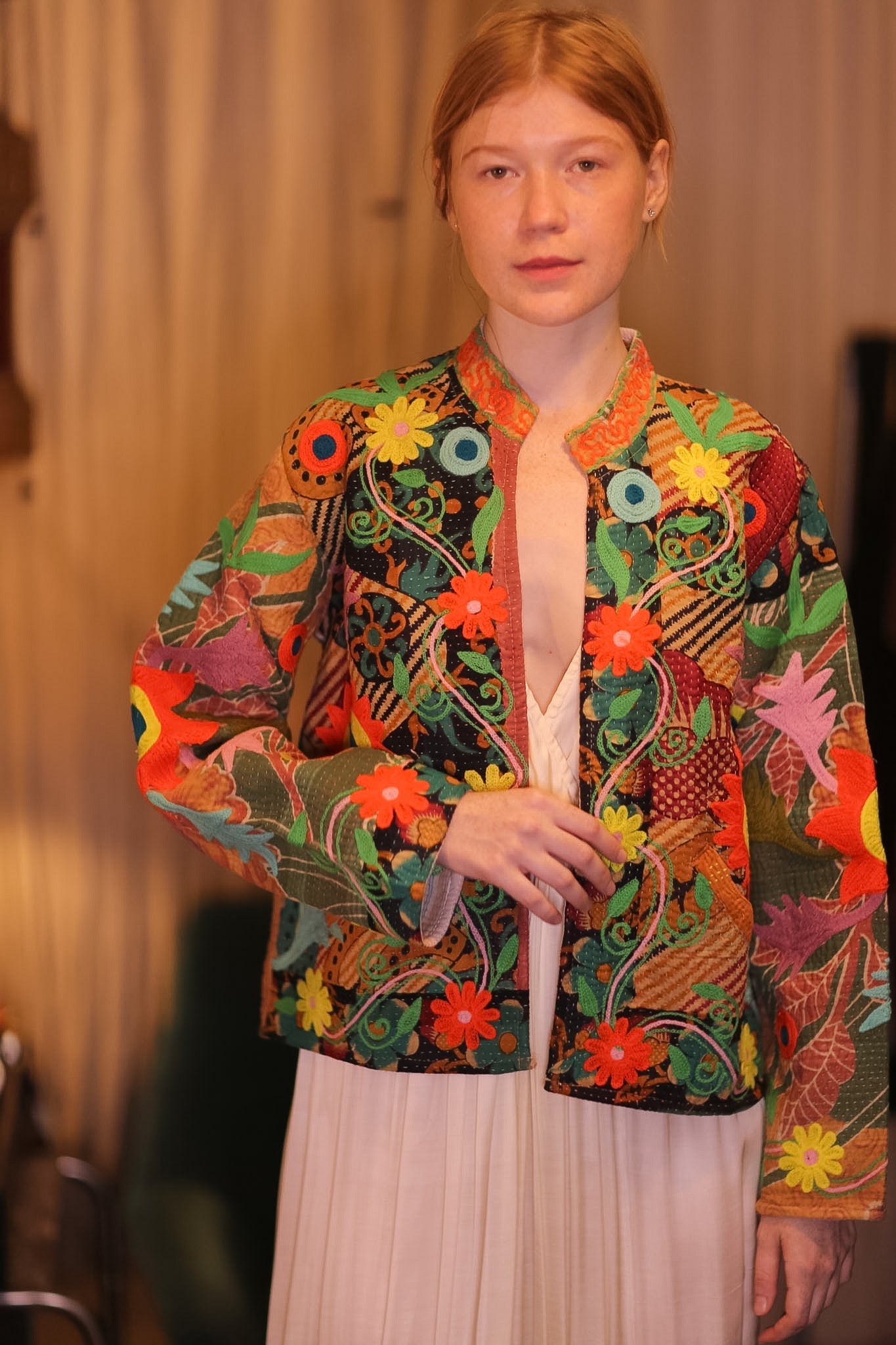 EMBROIDERED JACKET INGRID PANCHI - BANGKOK TAILOR CLOTHING STORE - HANDMADE CLOTHING