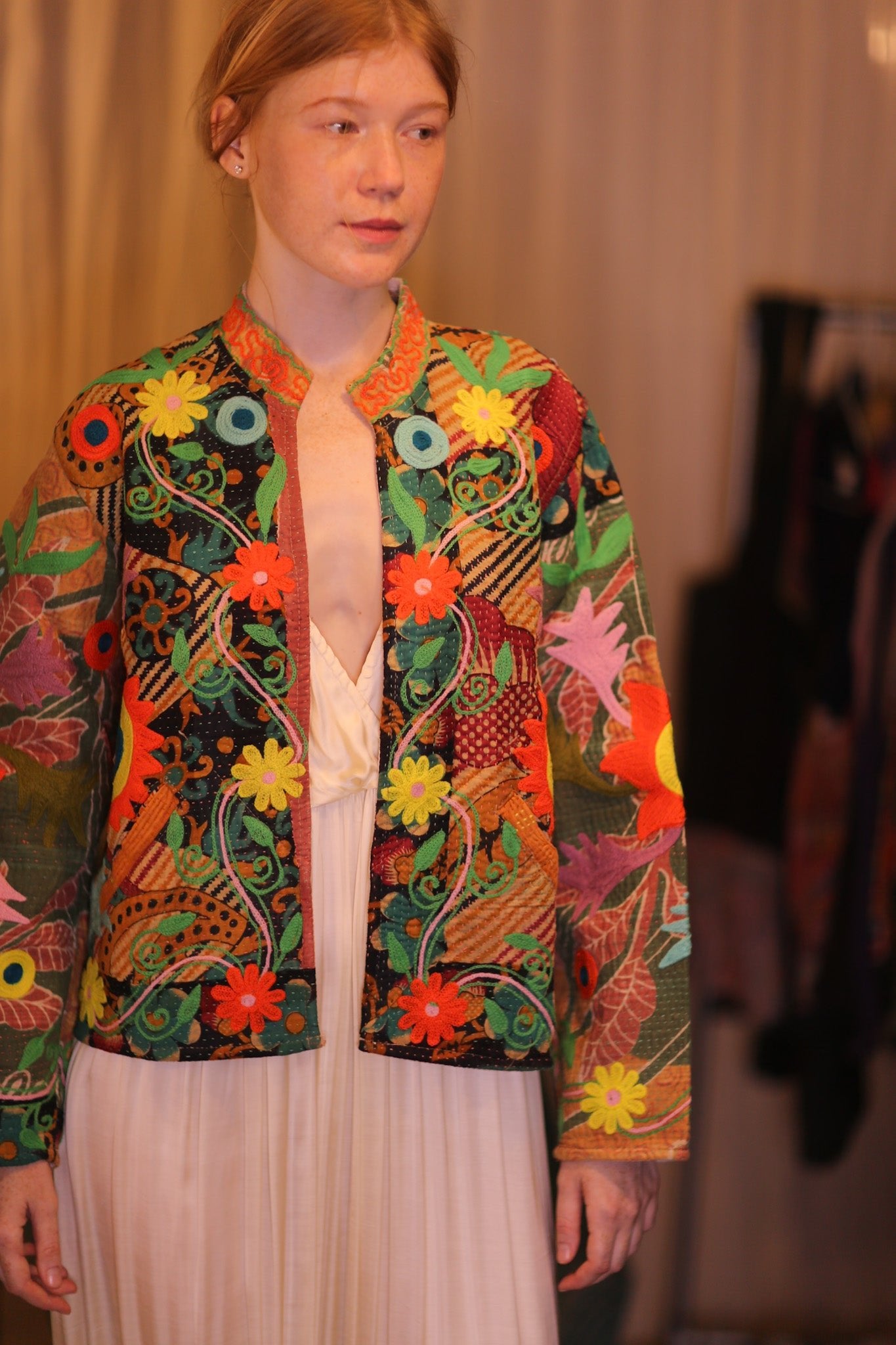 EMBROIDERED JACKET INGRID PANCHI - BANGKOK TAILOR CLOTHING STORE - HANDMADE CLOTHING