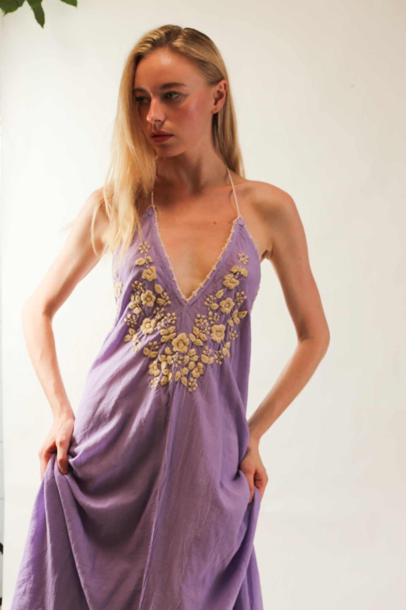 EMBROIDERED KAFTAN DRESS SHERESE - BANGKOK TAILOR CLOTHING STORE - HANDMADE CLOTHING