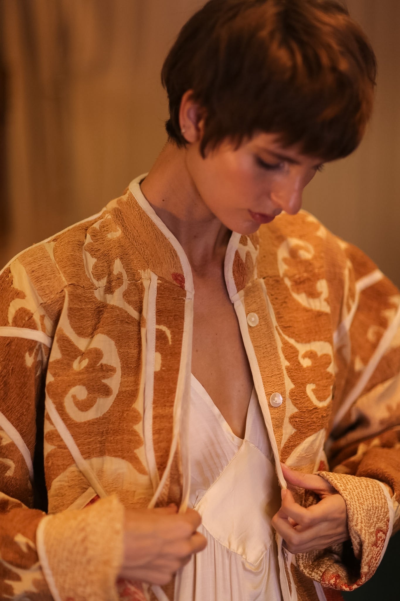 EMBROIDERED KANTHA JACKET FRÜHLING - BANGKOK TAILOR CLOTHING STORE - HANDMADE CLOTHING