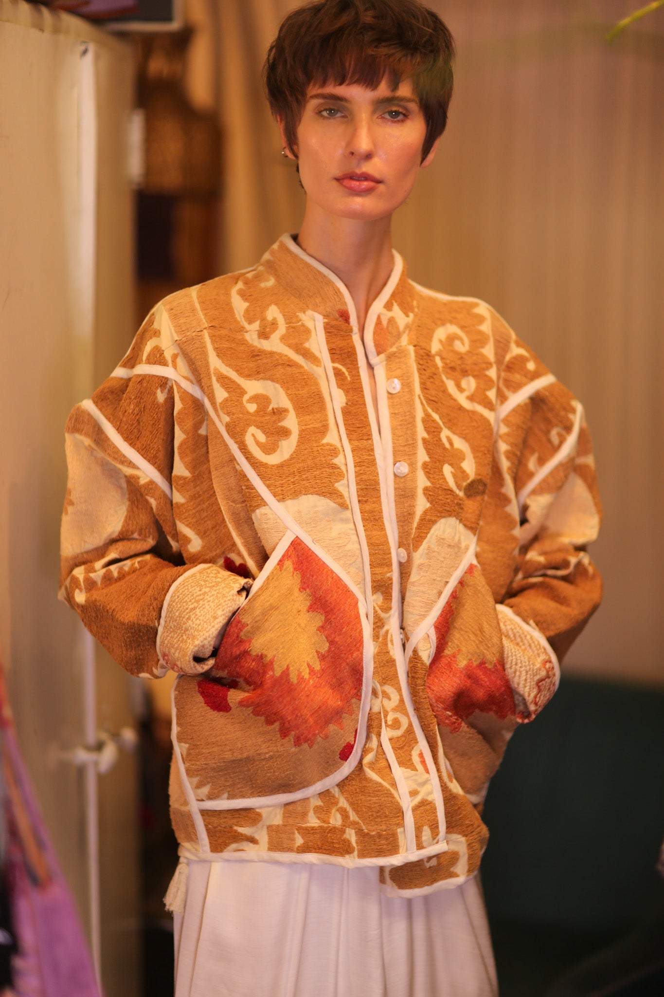 EMBROIDERED KANTHA JACKET FRÜHLING - BANGKOK TAILOR CLOTHING STORE - HANDMADE CLOTHING