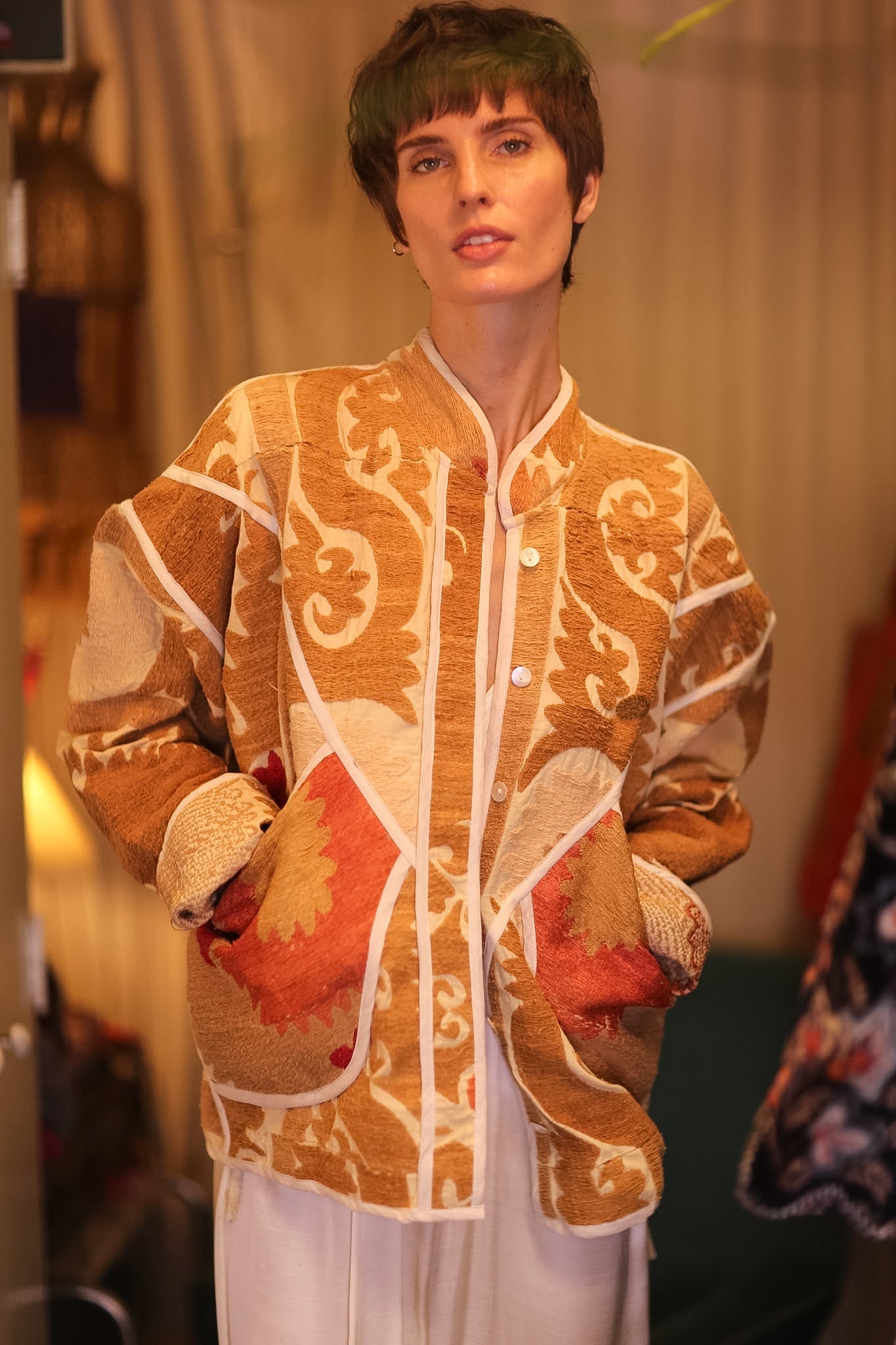 EMBROIDERED KANTHA JACKET FRÜHLING - BANGKOK TAILOR CLOTHING STORE - HANDMADE CLOTHING