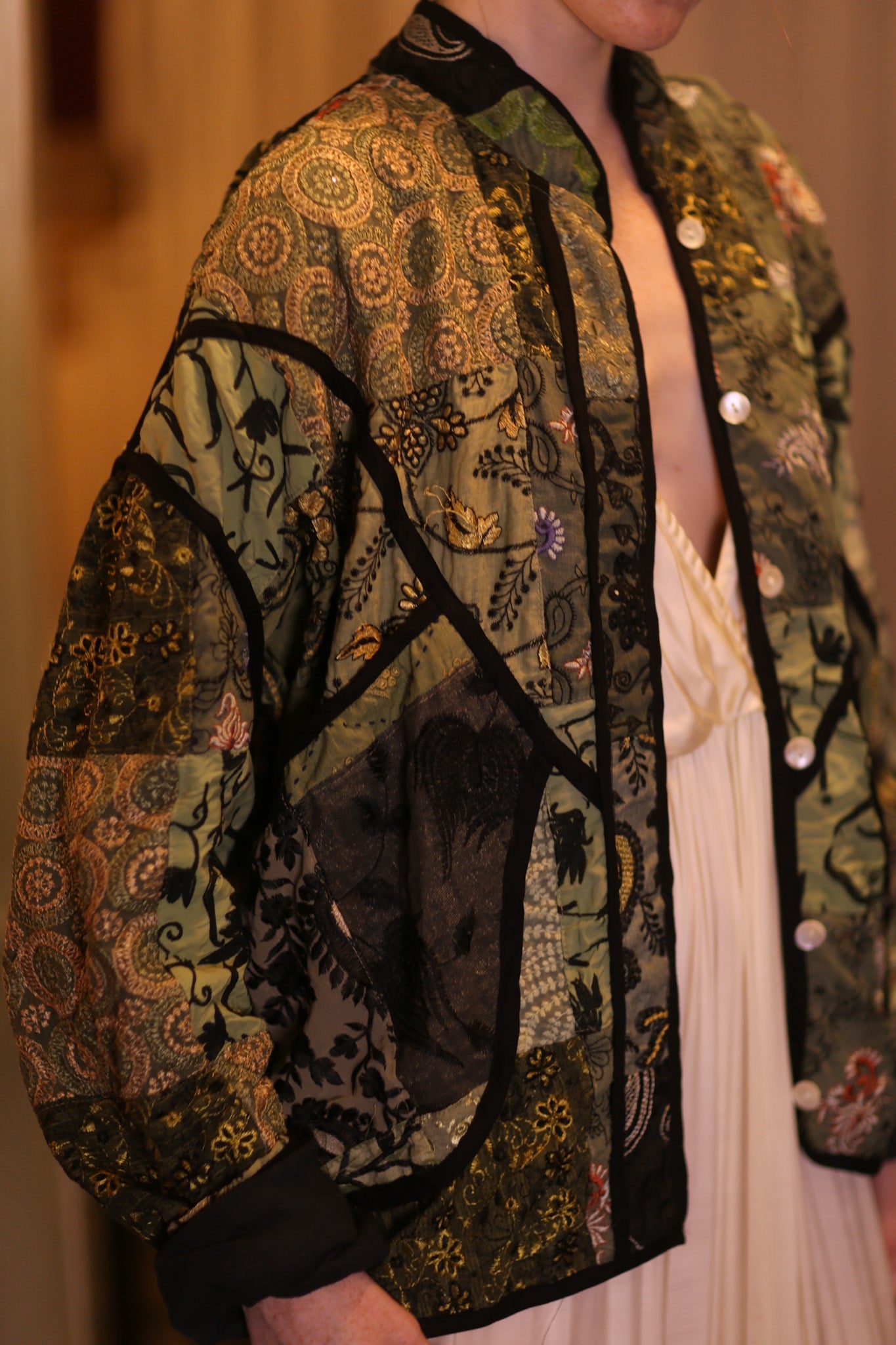 EMBROIDERED KANTHA JACKET HOBBITON - BANGKOK TAILOR CLOTHING STORE - HANDMADE CLOTHING