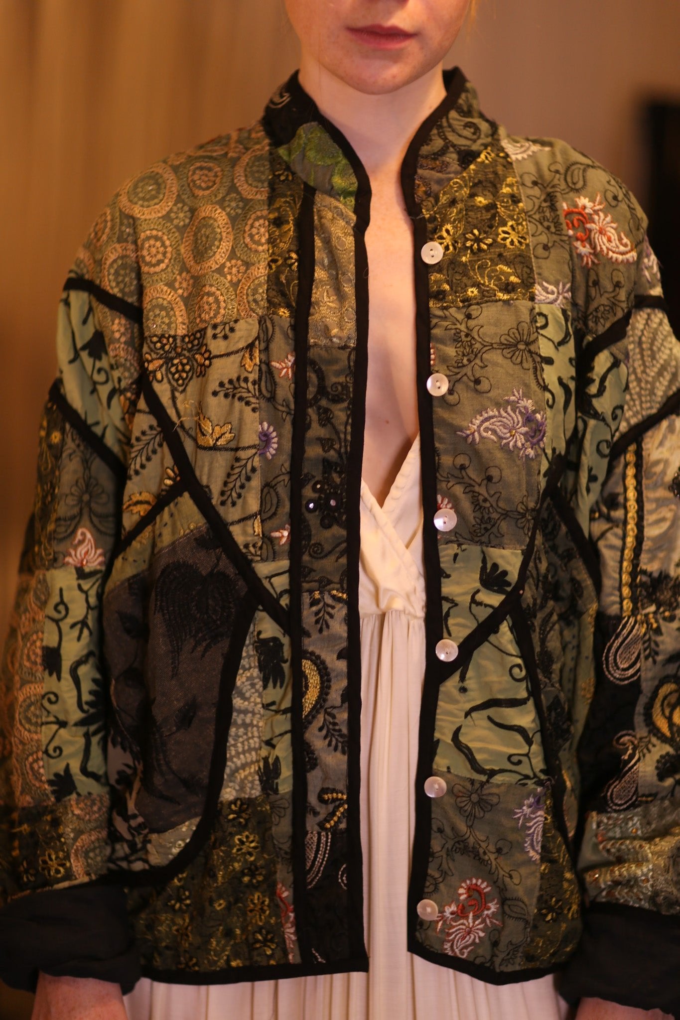 EMBROIDERED KANTHA JACKET HOBBITON - BANGKOK TAILOR CLOTHING STORE - HANDMADE CLOTHING