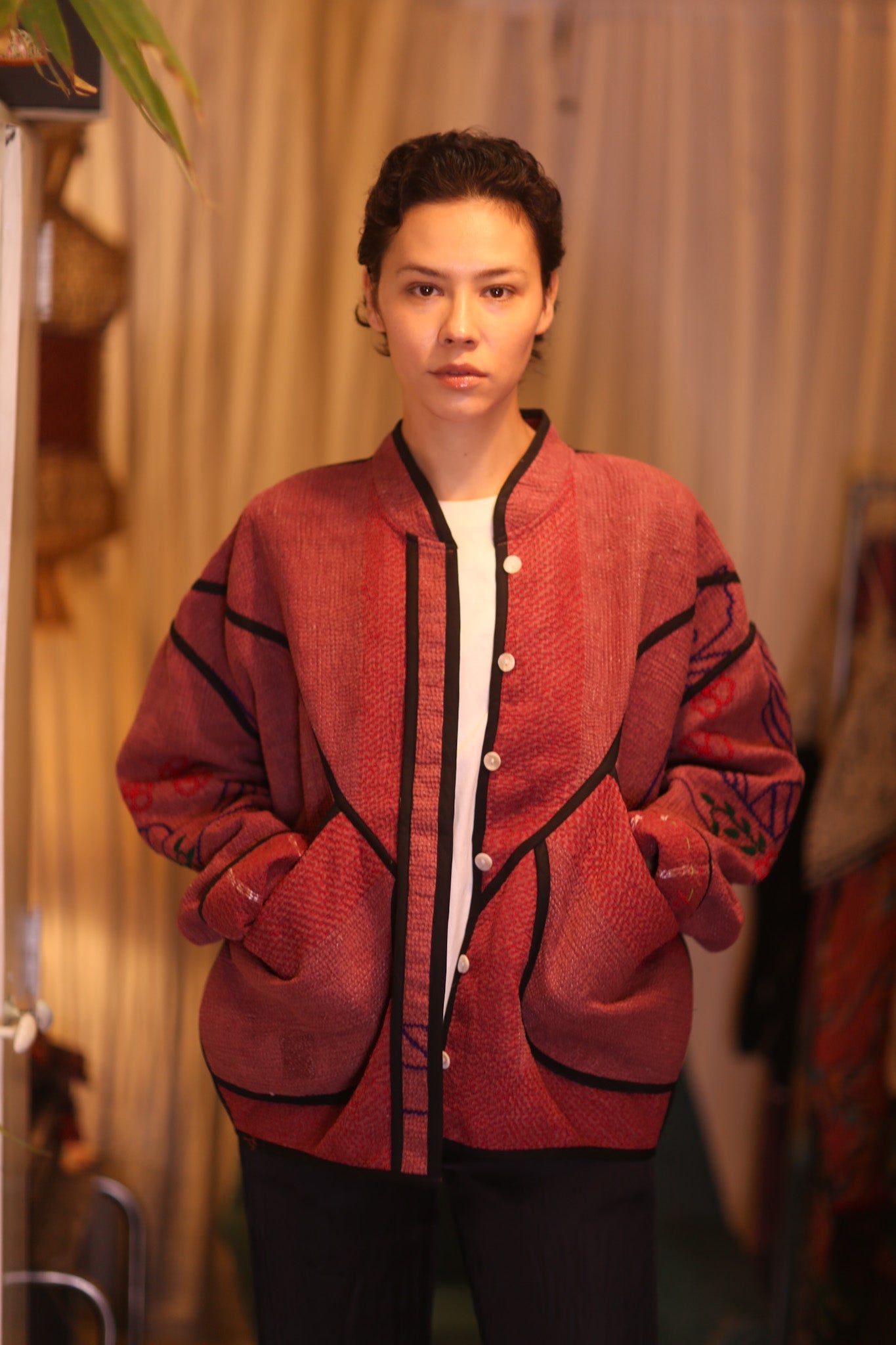 EMBROIDERED KANTHA JACKET NAMO - BANGKOK TAILOR CLOTHING STORE - HANDMADE CLOTHING
