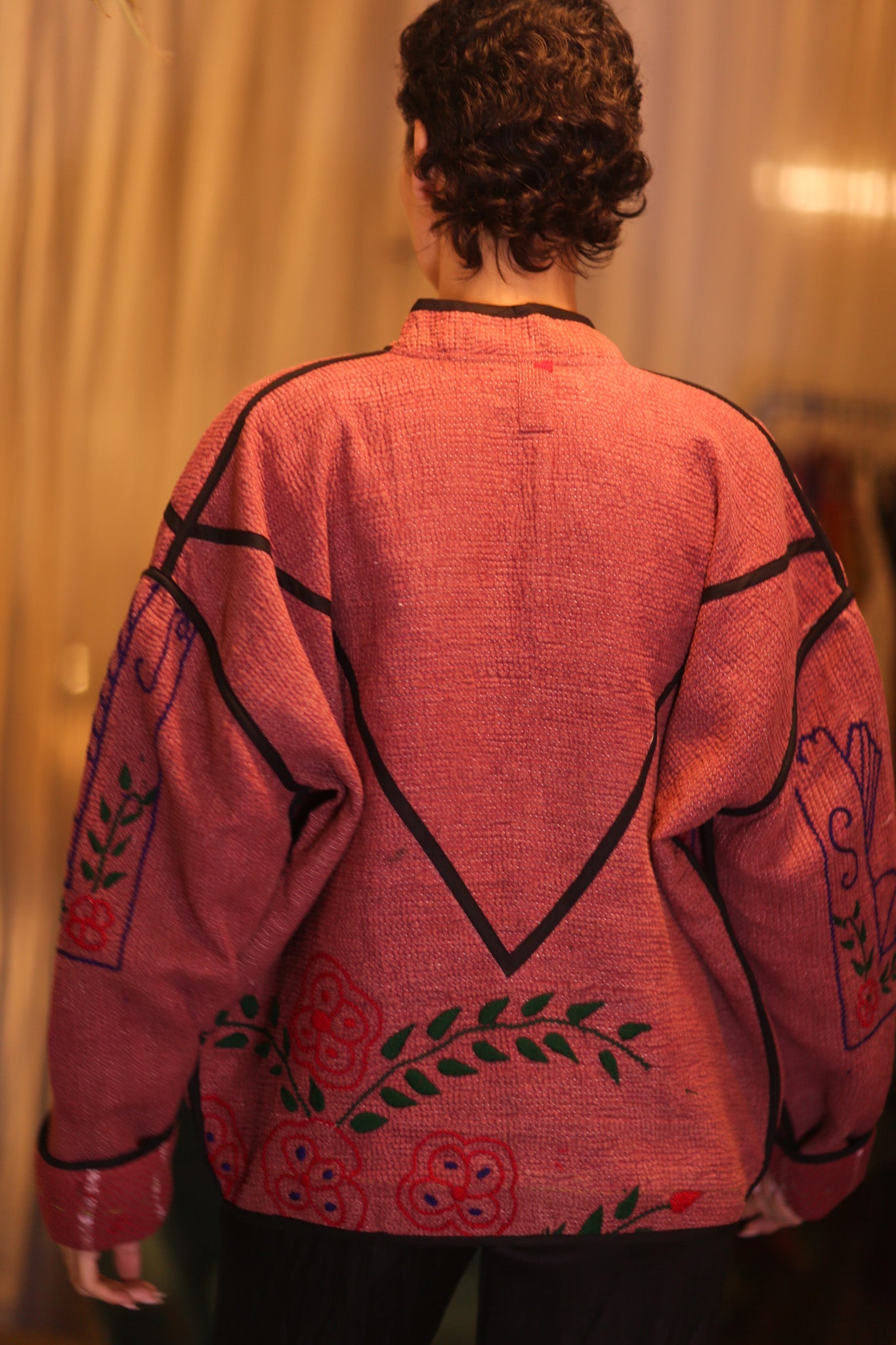 EMBROIDERED KANTHA JACKET NAMO - BANGKOK TAILOR CLOTHING STORE - HANDMADE CLOTHING