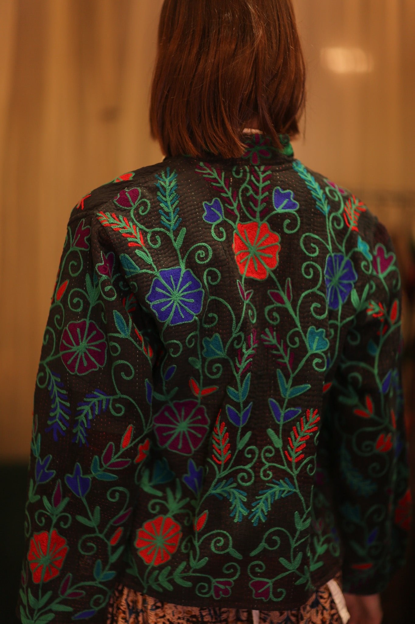EMBROIDERED KANTHA SHORT COAT PANKHET - BANGKOK TAILOR CLOTHING STORE - HANDMADE CLOTHING