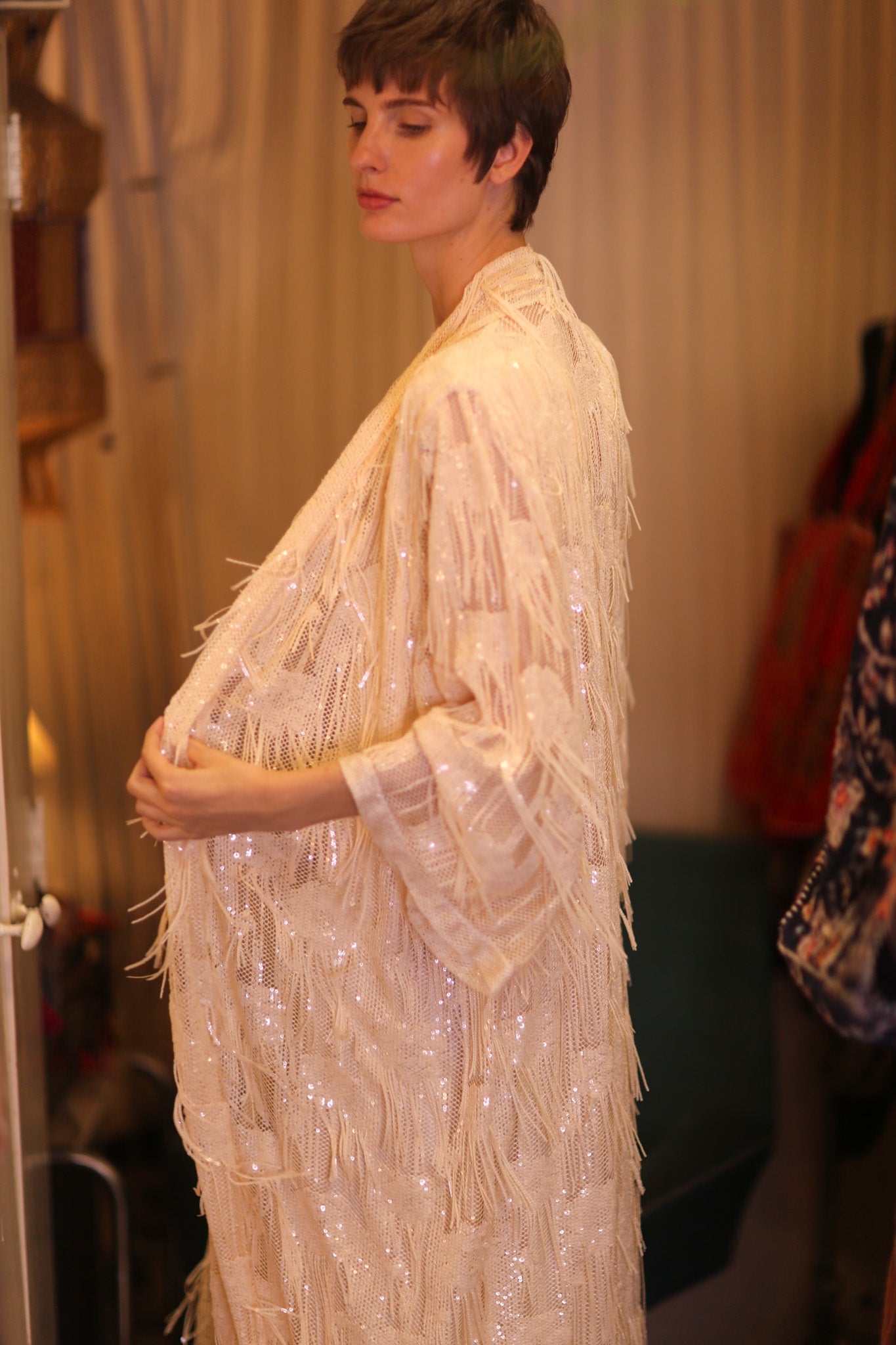 EMBROIDERED LONG KIMONO KYLIE - BANGKOK TAILOR CLOTHING STORE - HANDMADE CLOTHING