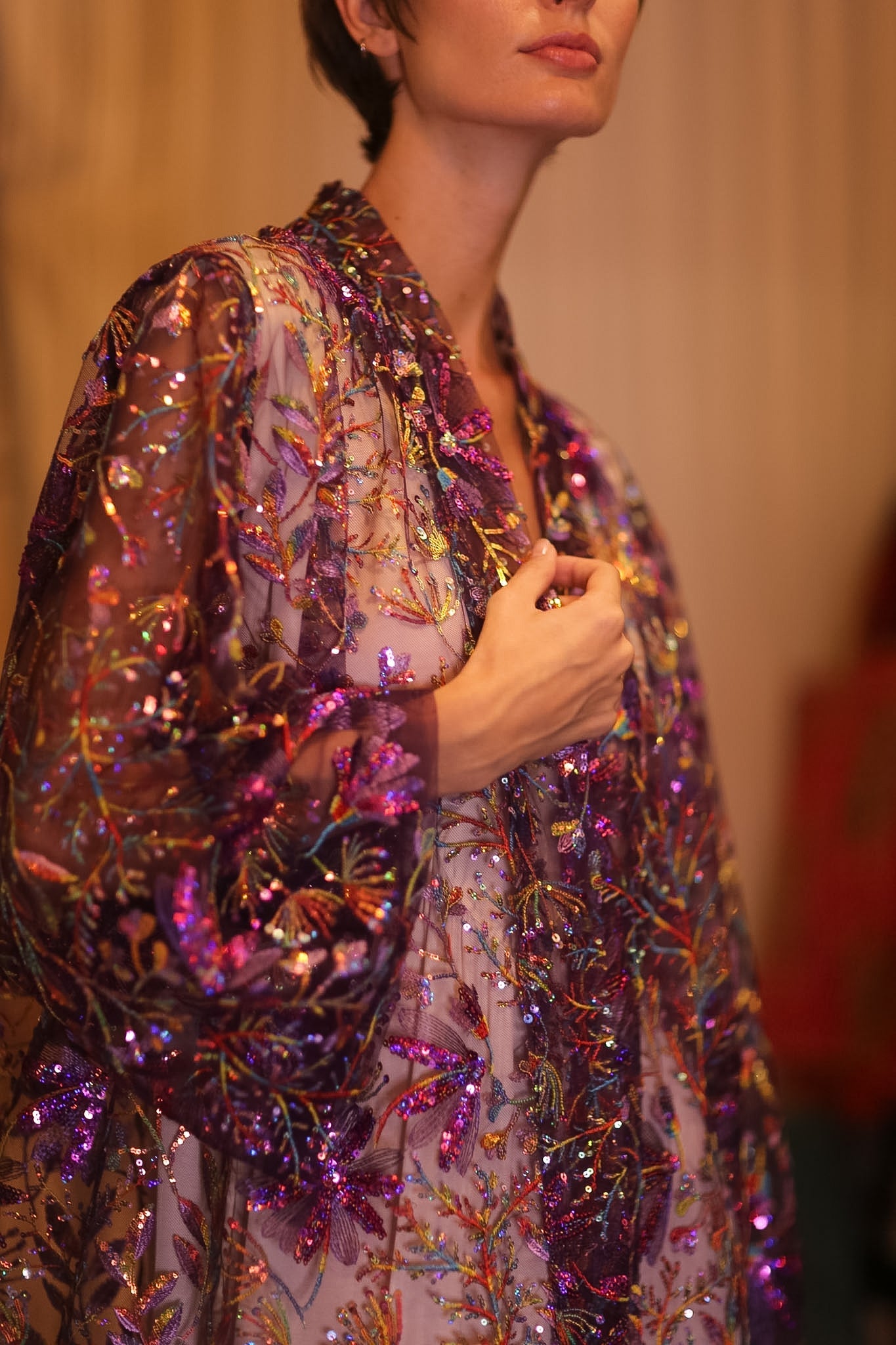 EMBROIDERED SHORT KIMONO PURPLE - BANGKOK TAILOR CLOTHING STORE - HANDMADE CLOTHING